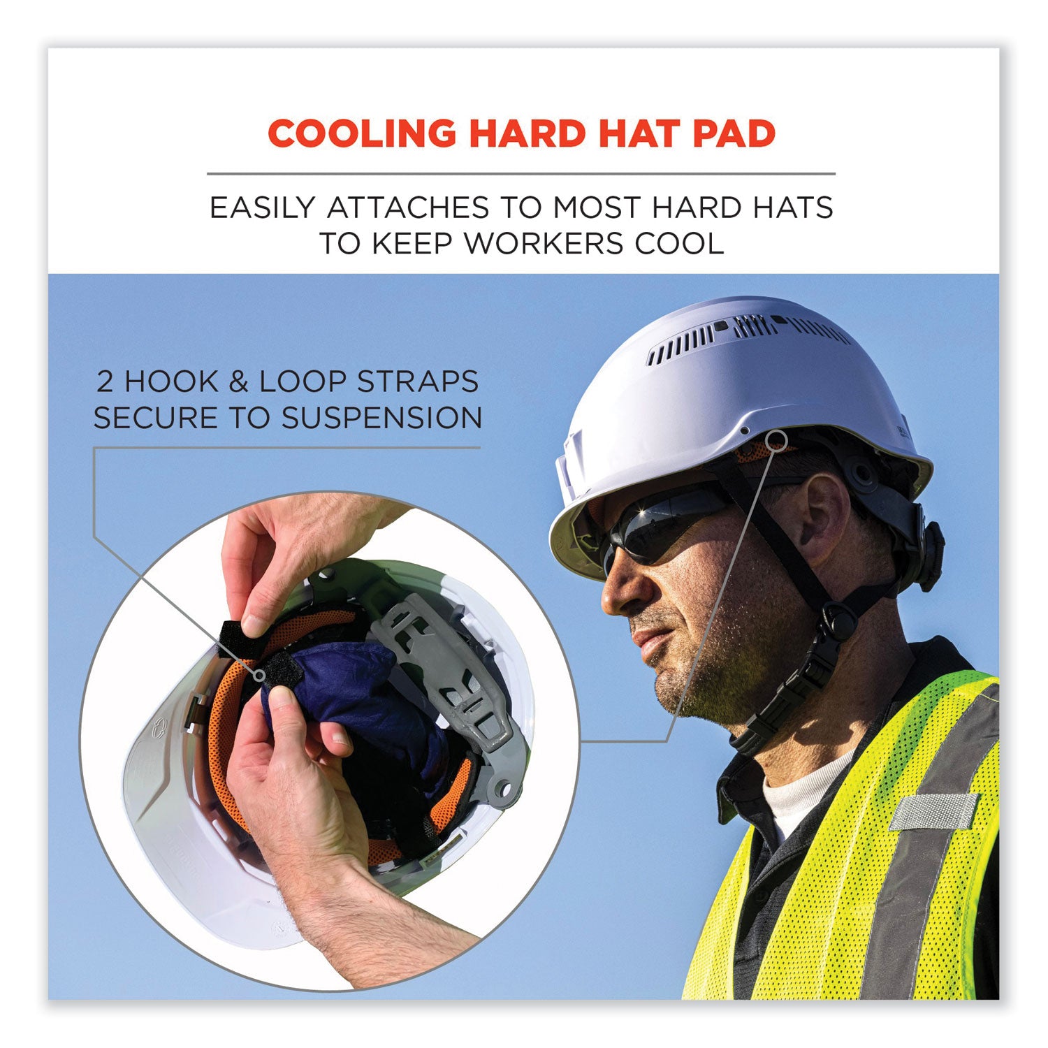 ergodyne® Chill-Its 6715 Hard Hat Cooling Pad - Polymers, 7 x 6.5, Blue