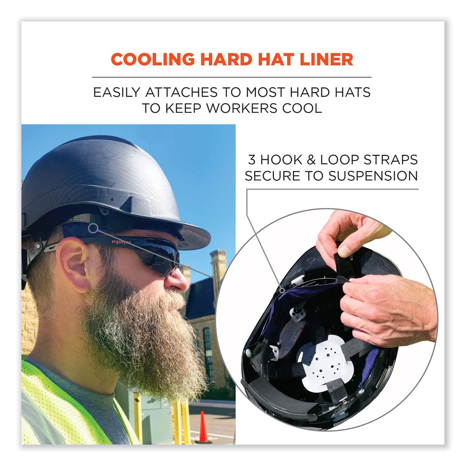 ergodyne® Chill-Its 6716 Cooling Hard Hat Liner - Polymers, 13.25 x 1.88, Blue