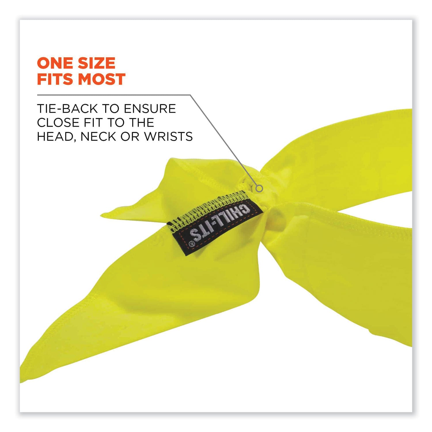 ergodyne® Chill-Its 6702 Cooling Embedded Polymers Tie Bandana, One Size Fits Most, Lime