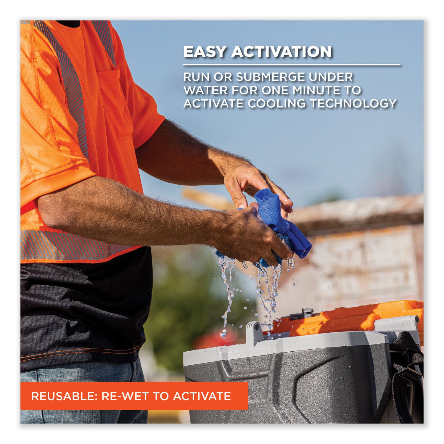 Ergodyne® Chill-Its 6603 Evaporative PVA Cooling Band, 29.5 x 4, One Size Fits Most, PVA, Blue