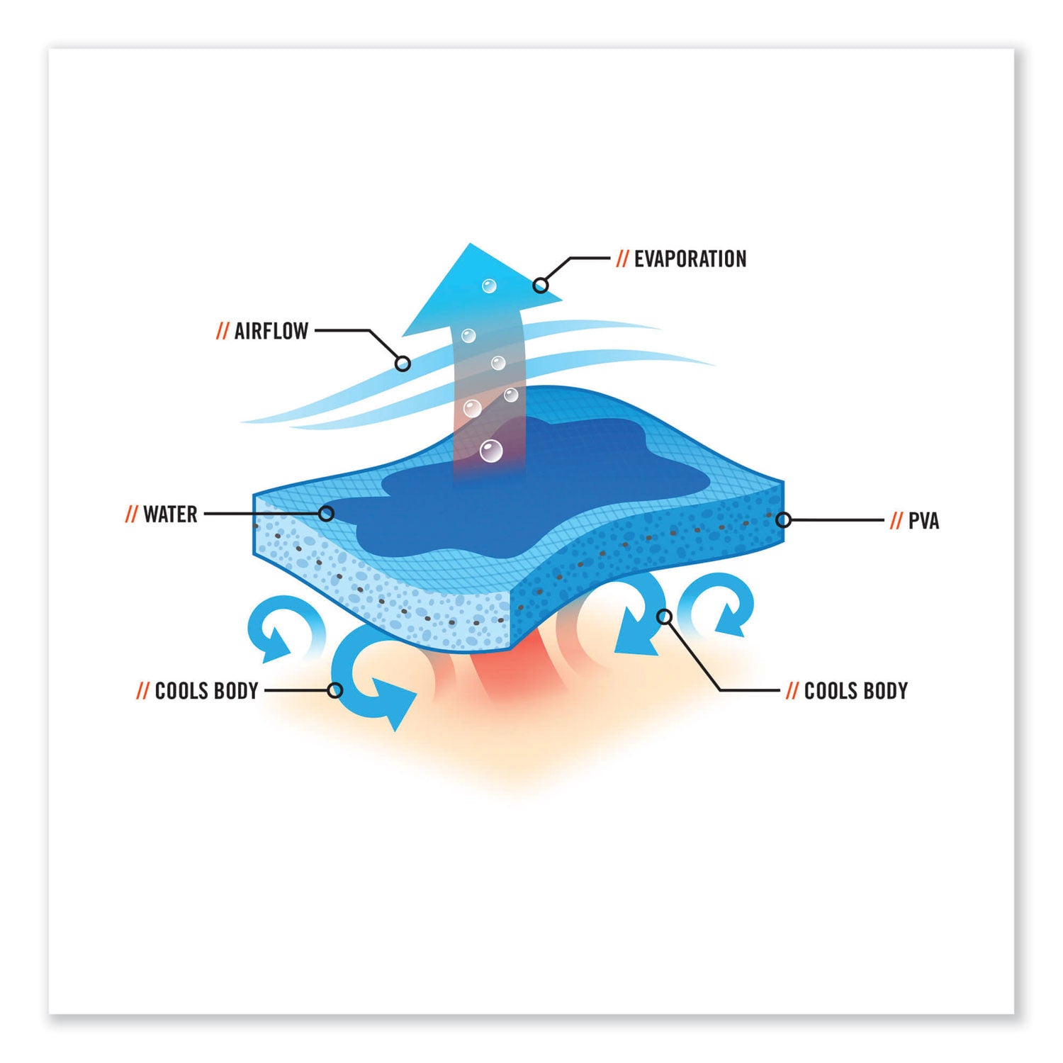 Ergodyne® Chill-Its 6603 Evaporative PVA Cooling Band, 29.5 x 4, One Size Fits Most, PVA, Blue