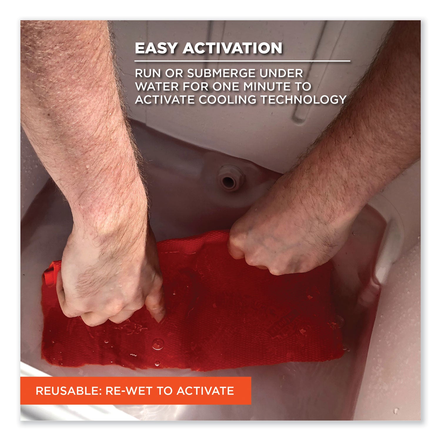 Ergodyne® Chill-Its 6602 Evaporative PVA Cooling Towel, 29.5 x 13, One Size Fits Most, PVA, Orange