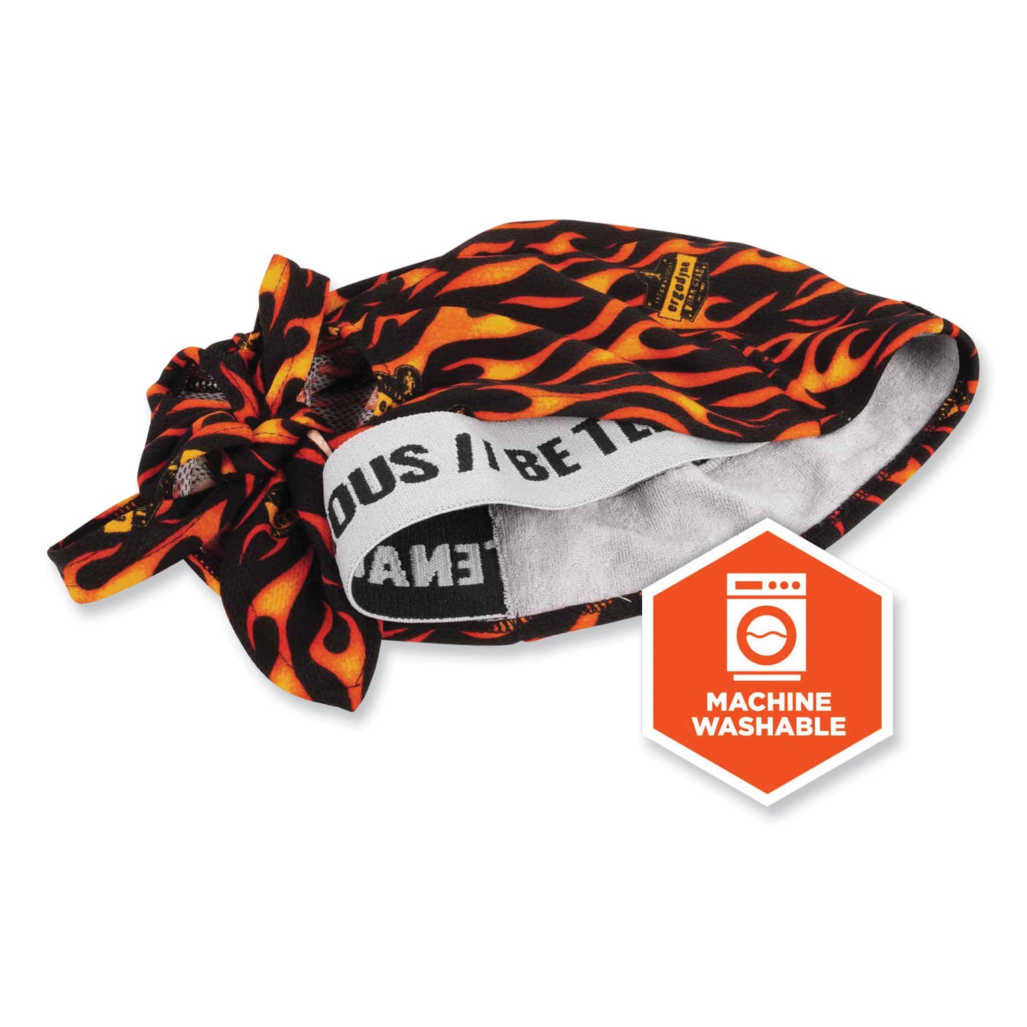 Ergodyne® Chill-Its 6615 High-Performance Bandana Doo Rag with Terry Cloth Sweatband, One Size Fits Most, Flames