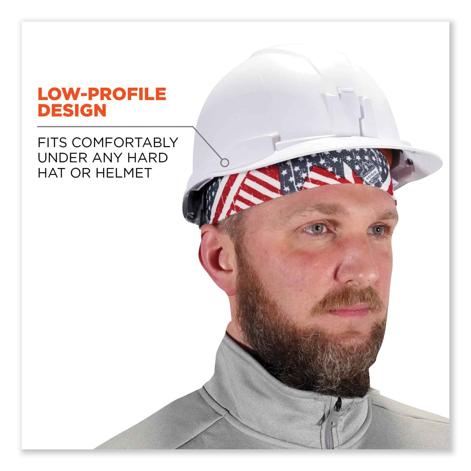 ergodyne® Chill-Its 6630 High-Performance Terry Cloth Skull Cap, Polyester, One Size Fits Most, Stars and Stripes