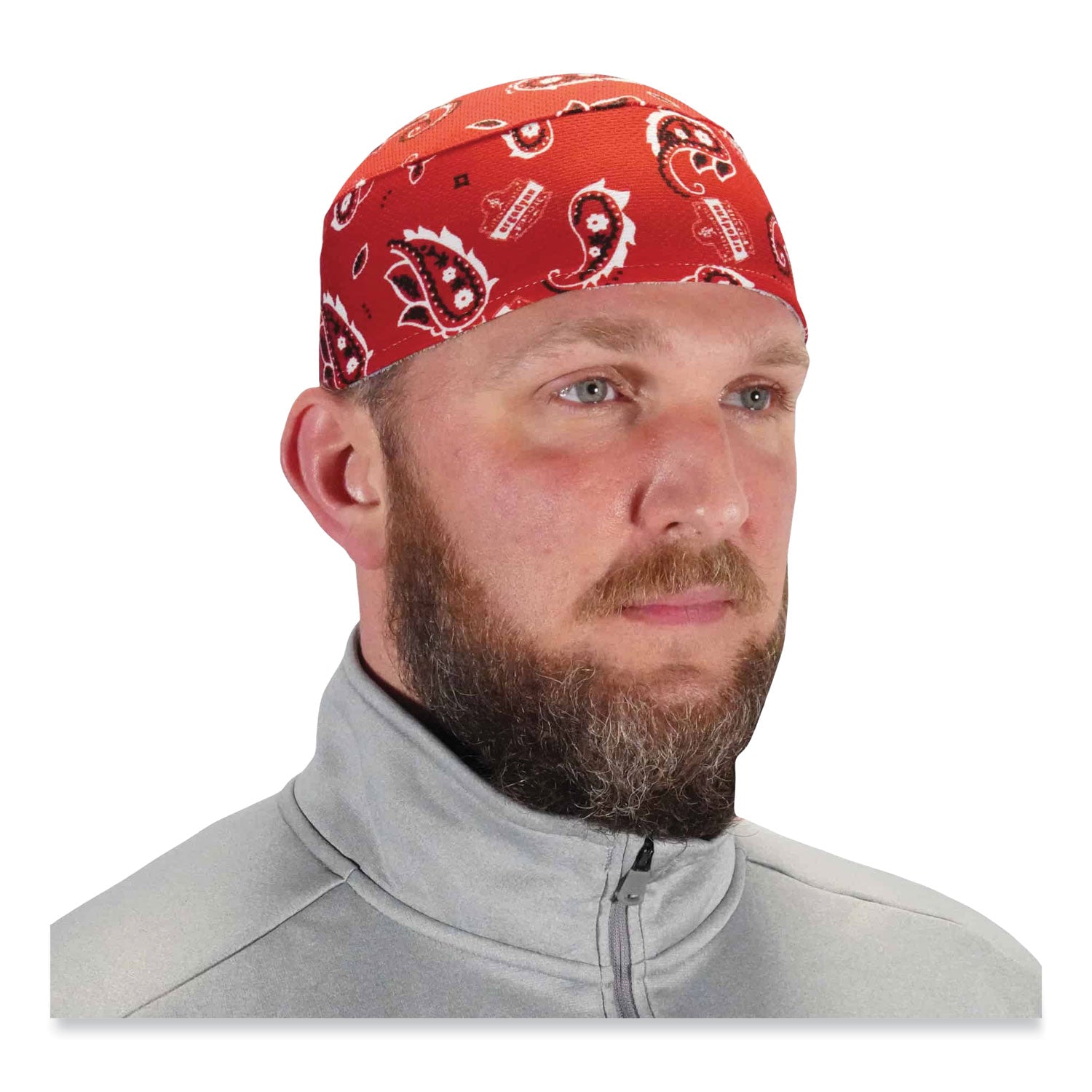 ergodyne® Chill-Its 6630 High-Performance Terry Cloth Skull Cap, Polyester, One Size Fits Most, Red Western