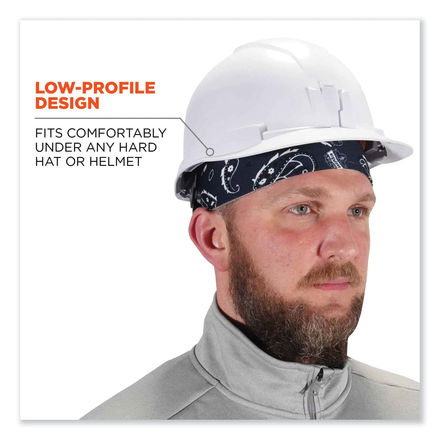 ergodyne® Chill-Its 6630 High-Performance Terry Cloth Skull Cap, Polyester, One Size Fit Most, Navy Western