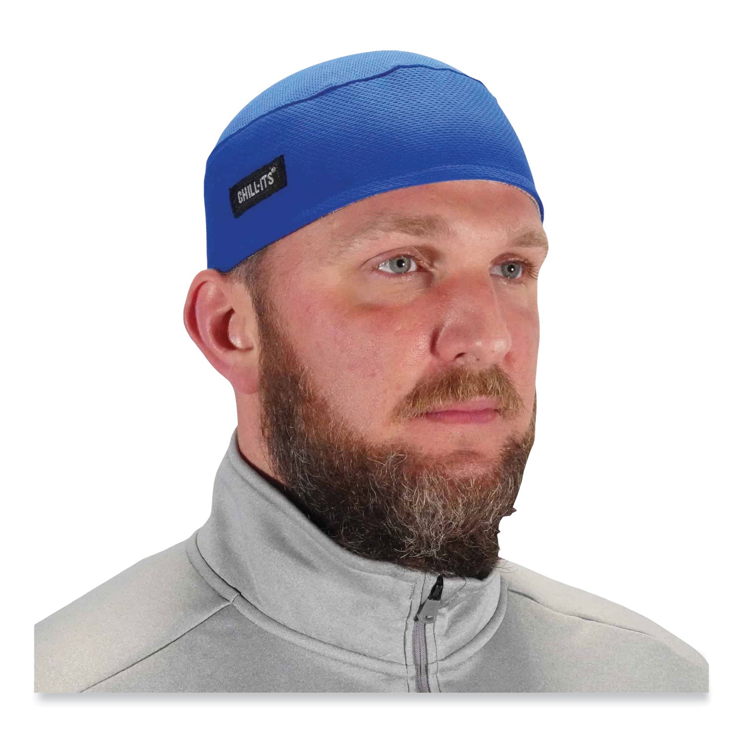 ergodyne® Chill-Its 6630 High-Performance Terry Cloth Skull Cap, Polyester, One Size Fits Most, Blue