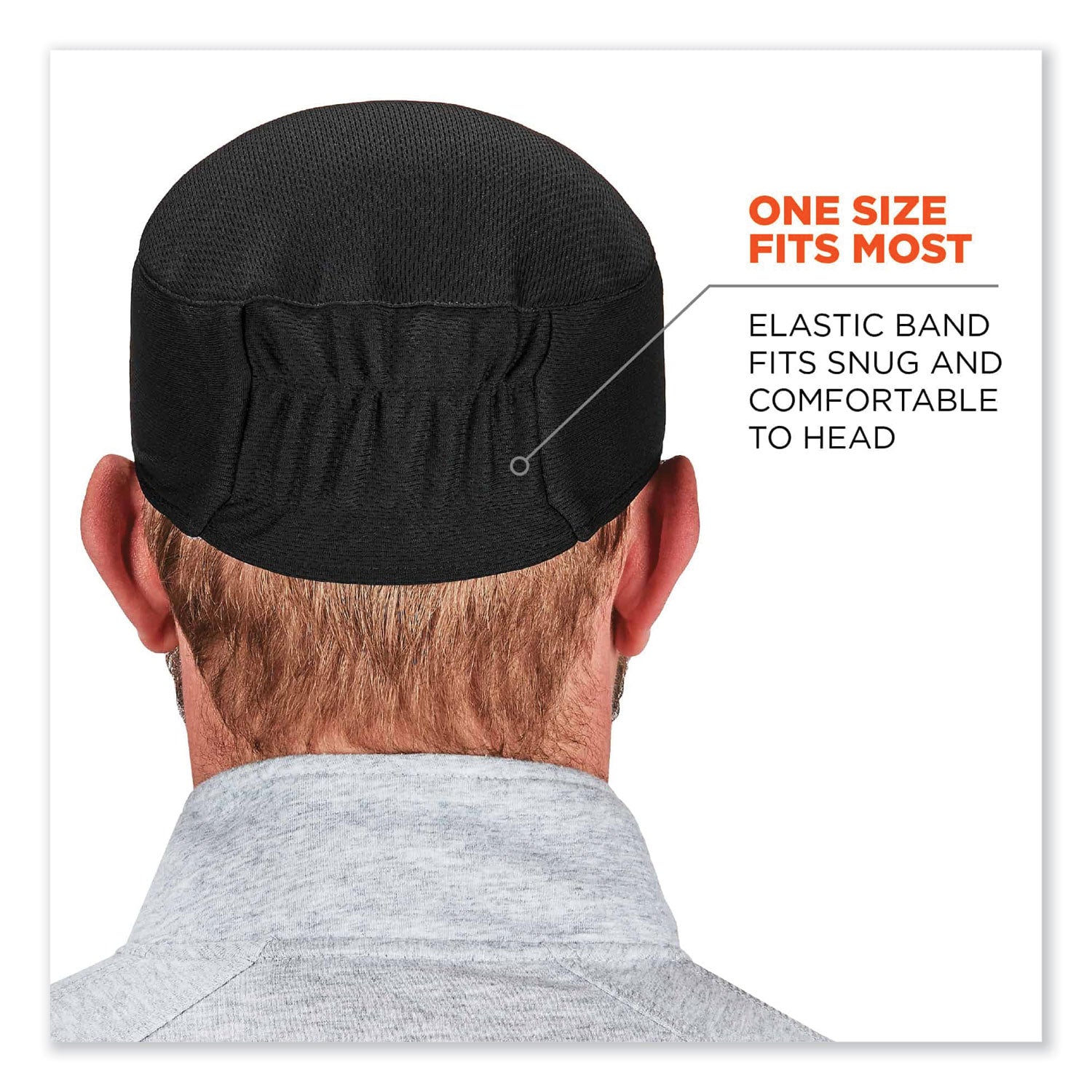 ergodyne® Chill-Its 6630 High-Performance Terry Cloth Skull Cap, Polyester, One Size Fits Most, Black