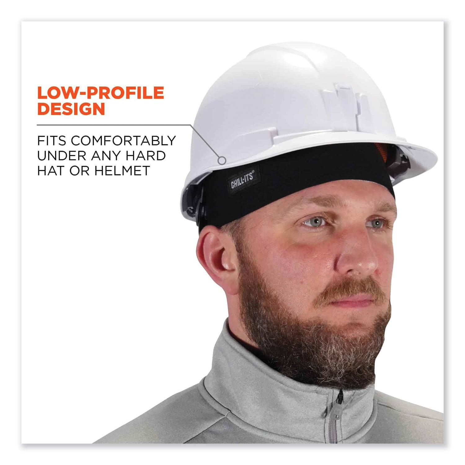 ergodyne® Chill-Its 6630 High-Performance Terry Cloth Skull Cap, Polyester, One Size Fits Most, Black