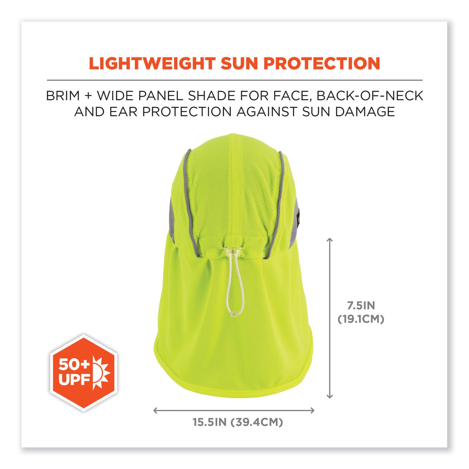 ergodyne® Chill-Its 6650 High-Performance Hat Plus Neck Shade, Polyester, One Size Fits Most, Lime