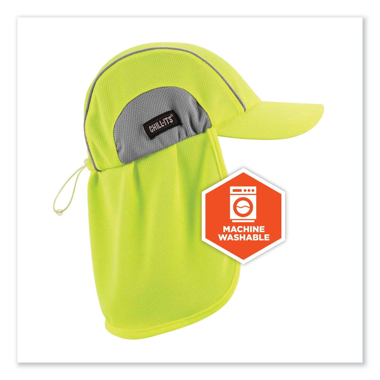 ergodyne® Chill-Its 6650 High-Performance Hat Plus Neck Shade, Polyester, One Size Fits Most, Lime