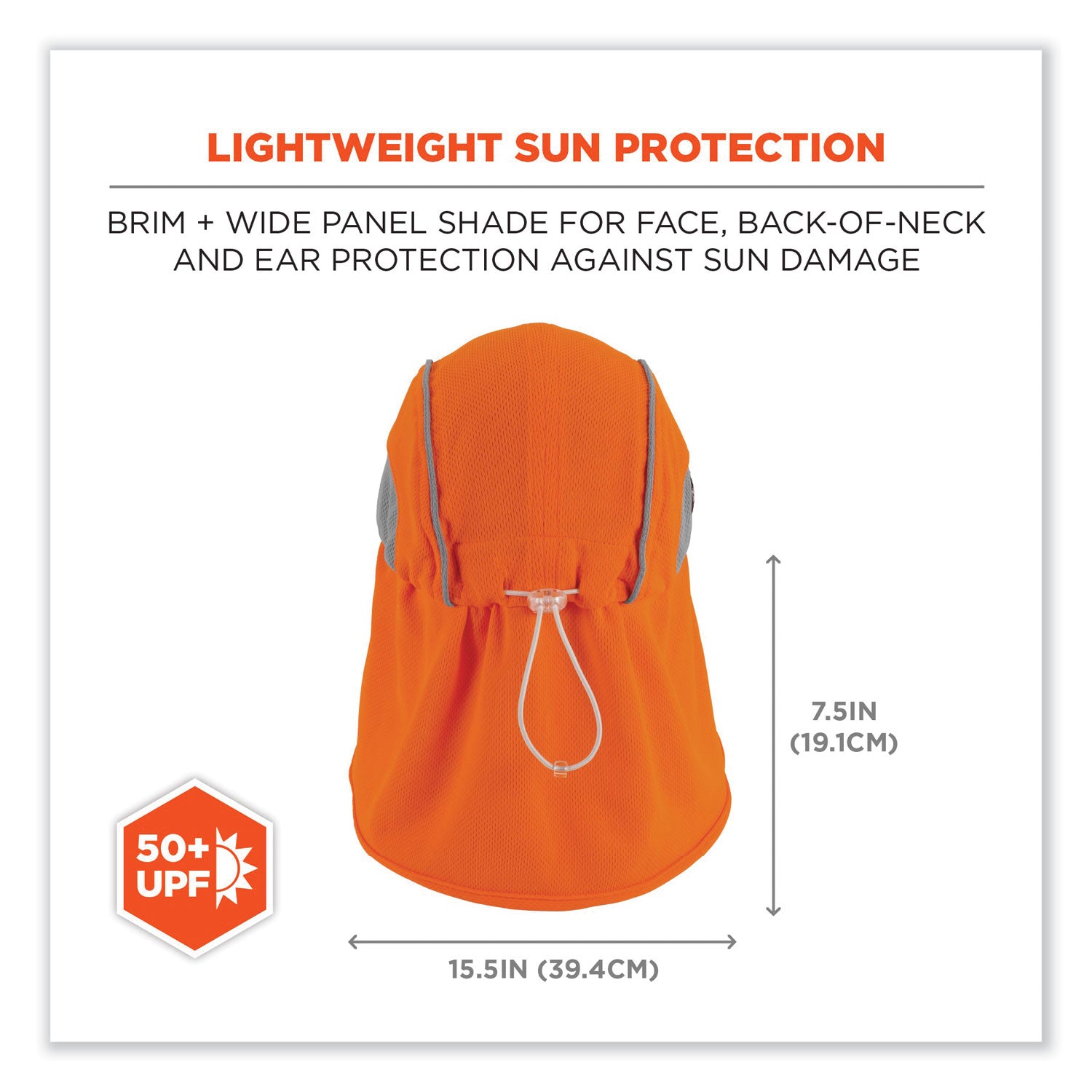 ergodyne® Chill-Its 6650 High-Performance Hat Plus Neck Shade, Polyester, One Size Fits Most, Orange