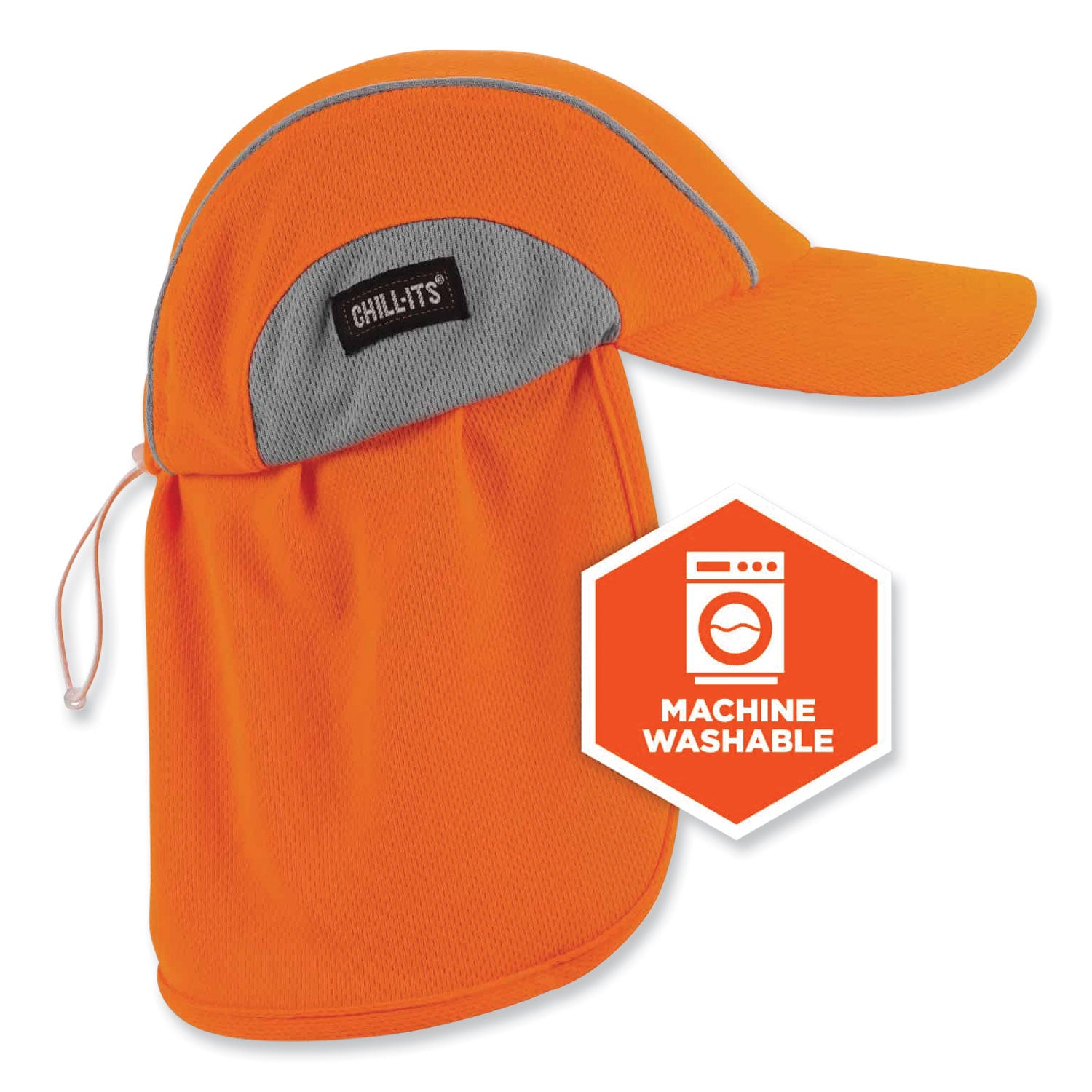 ergodyne® Chill-Its 6650 High-Performance Hat Plus Neck Shade, Polyester, One Size Fits Most, Orange