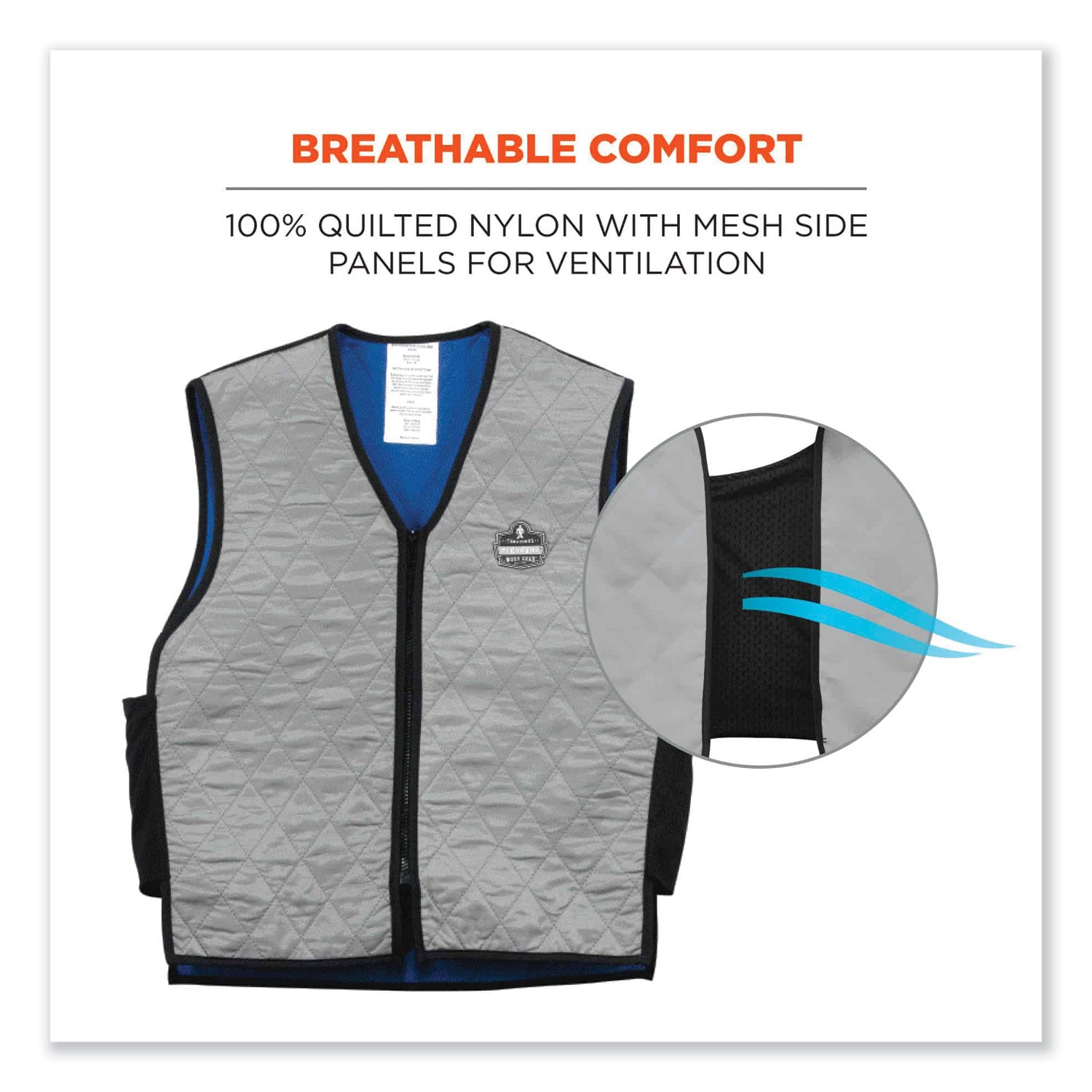 ergodyne® Chill-Its 6665 Embedded Polymer Cooling Vest with Zipper, Nylon/Polymer, Large, Gray