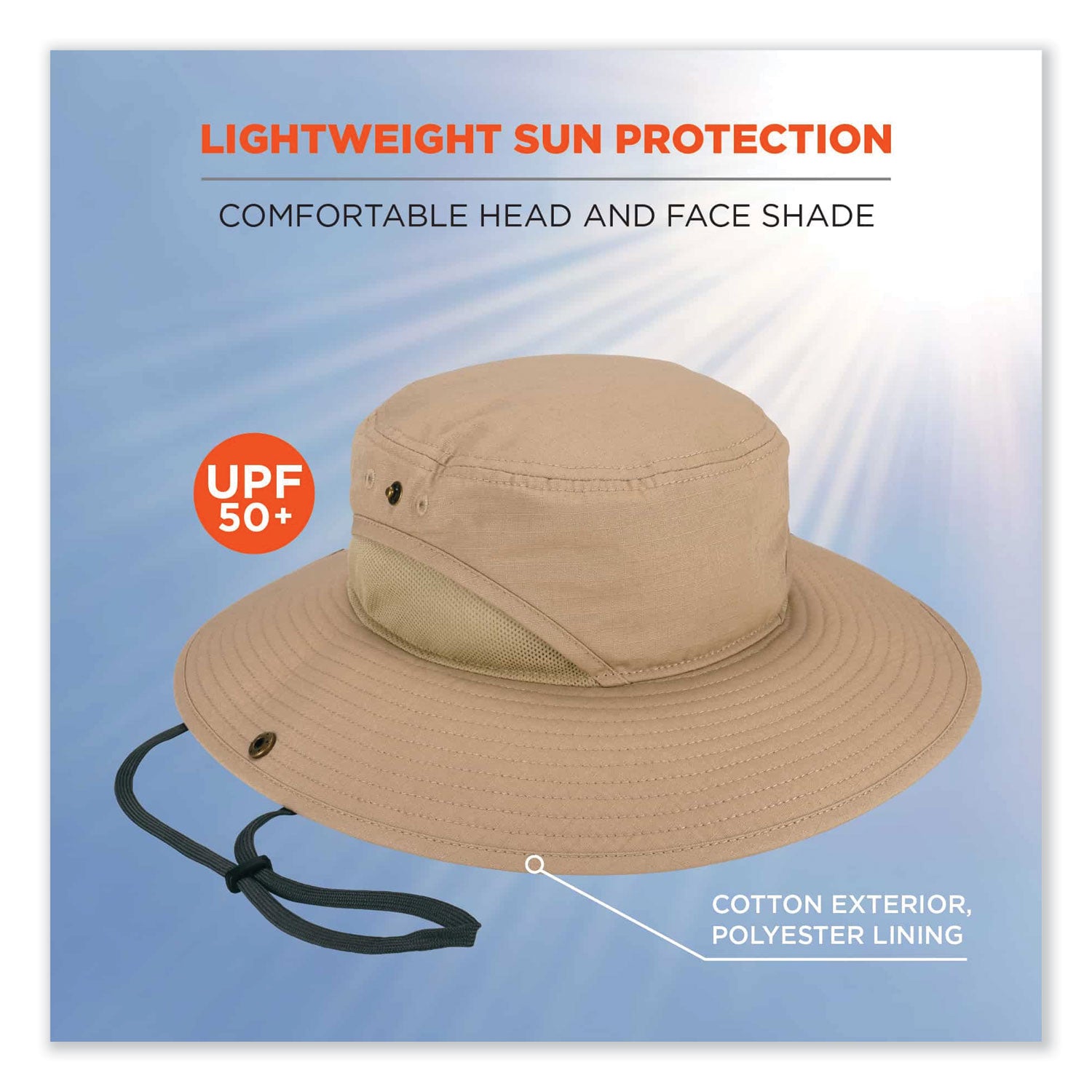 ergodyne® Chill-Its 8936 Lightweight Mesh Paneling Ranger Hat, Large/X-Large, Khaki