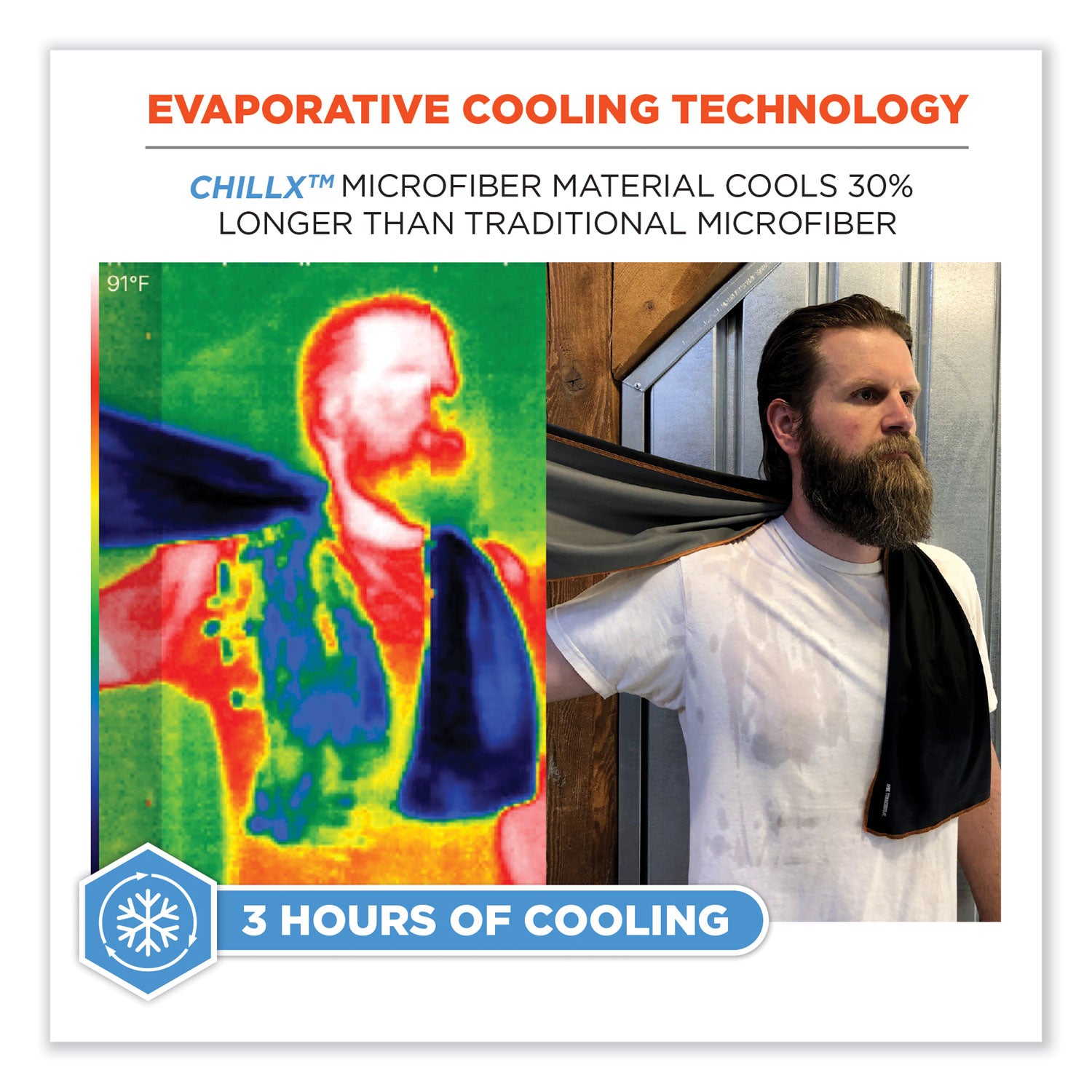 ergodyne® Chill-Its 6602MF Evaporative Microfiber Cooling Towel, 40.9 x 9.8, One Size Fits Most, Microfiber, Lime