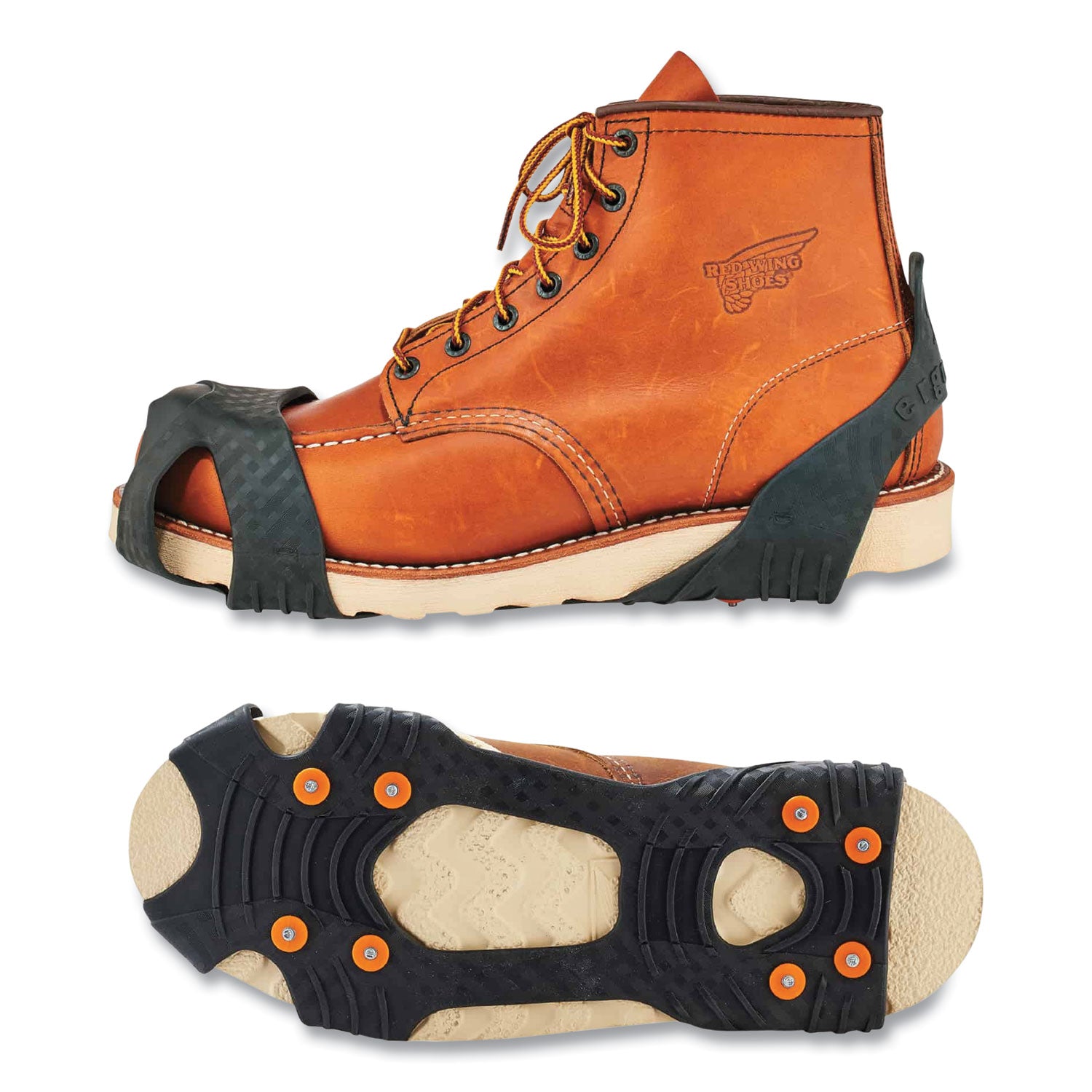 Ergodyne® Trex 6300 One Piece Slip-on Ice Cleats, Medium, Black, Pair