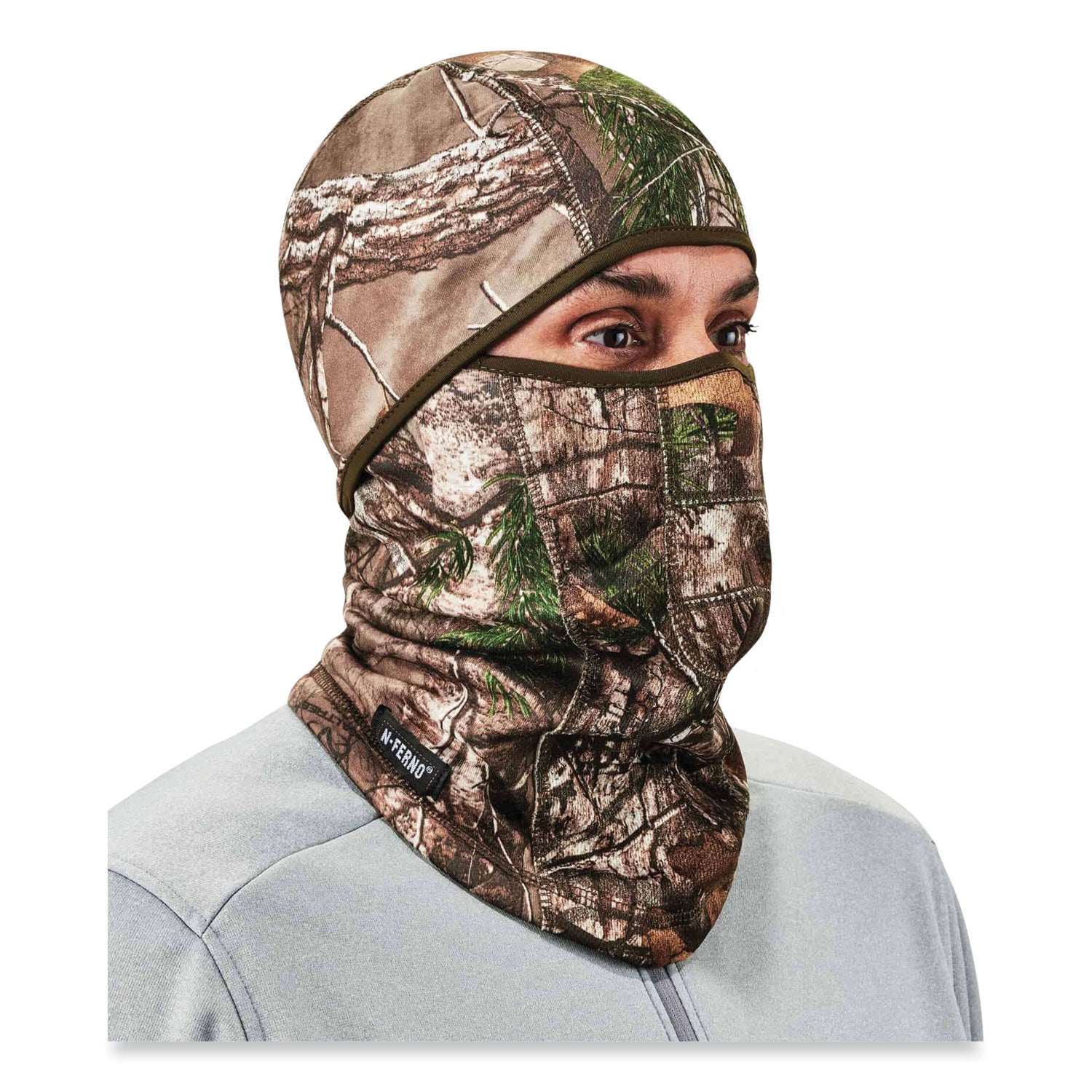 Ergodyne® N-Ferno 6823 Hinged Balaclava Face Mask, Fleece, One Size Fits Most, Realtree Edge