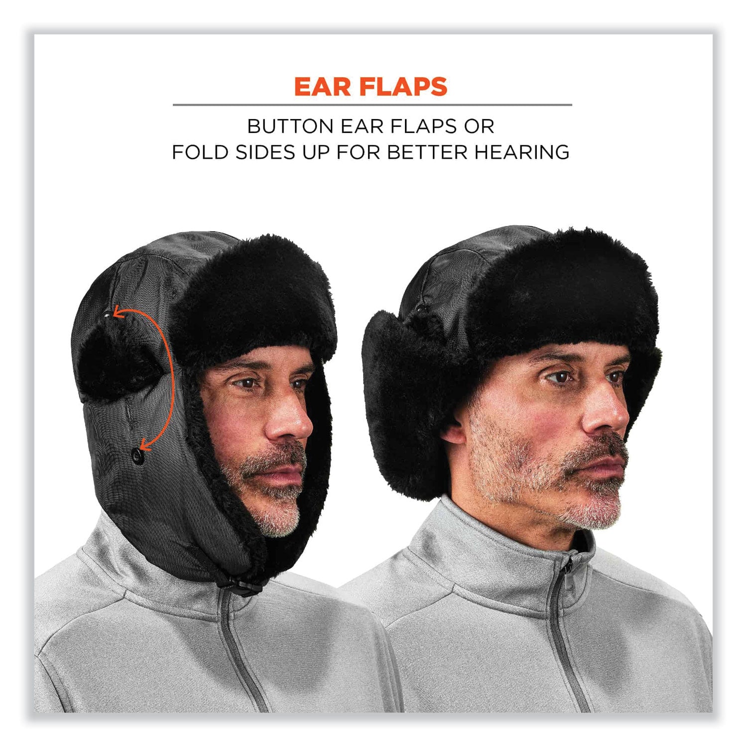 ergodyne® N-Ferno 6802 Classic Trapper Hat, Large/X-Large, Black