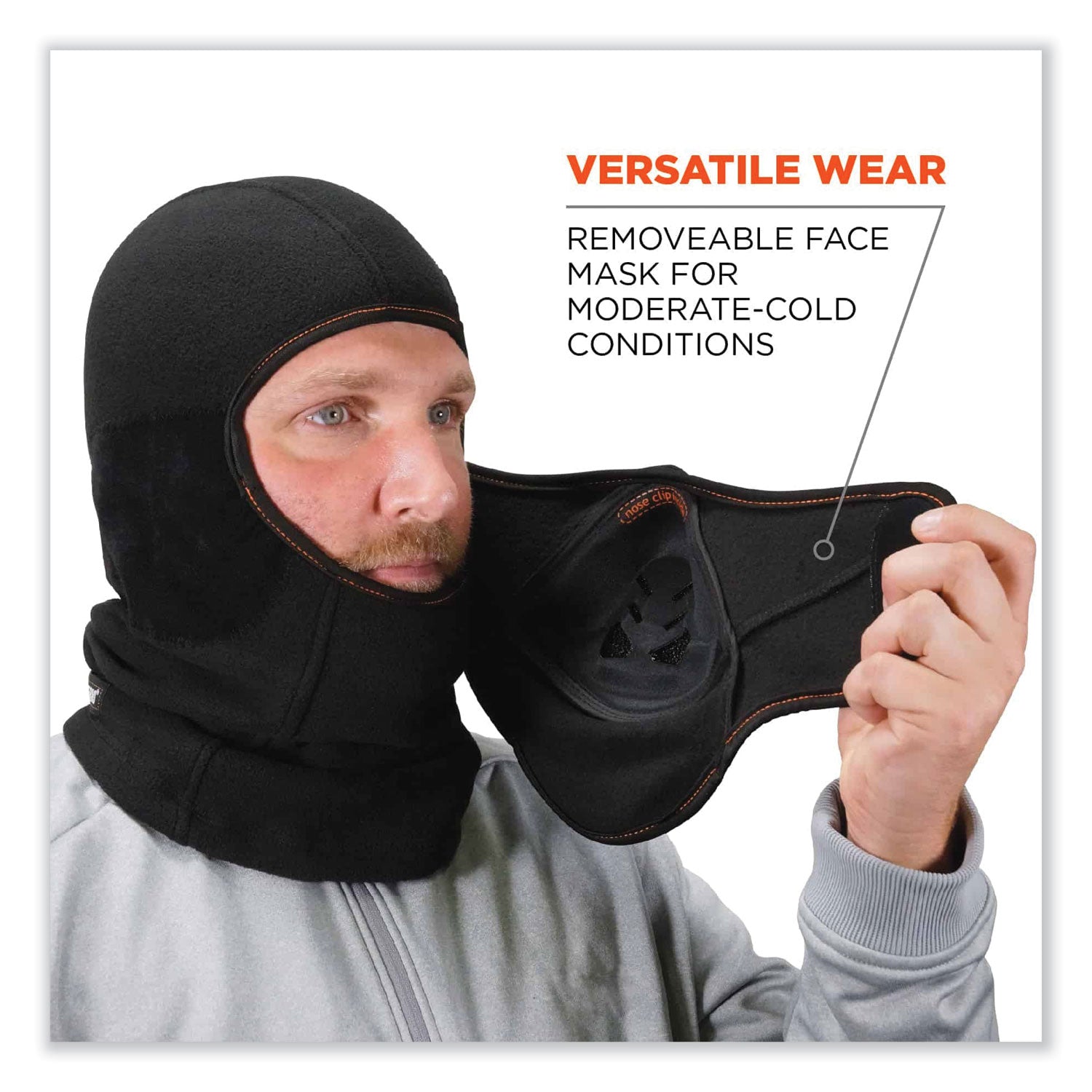 ergodyne® N-Ferno 6970 Extreme Hot Rox Balaclava Face Mask, Polyester/Spandex, One Size Fits Most, Black