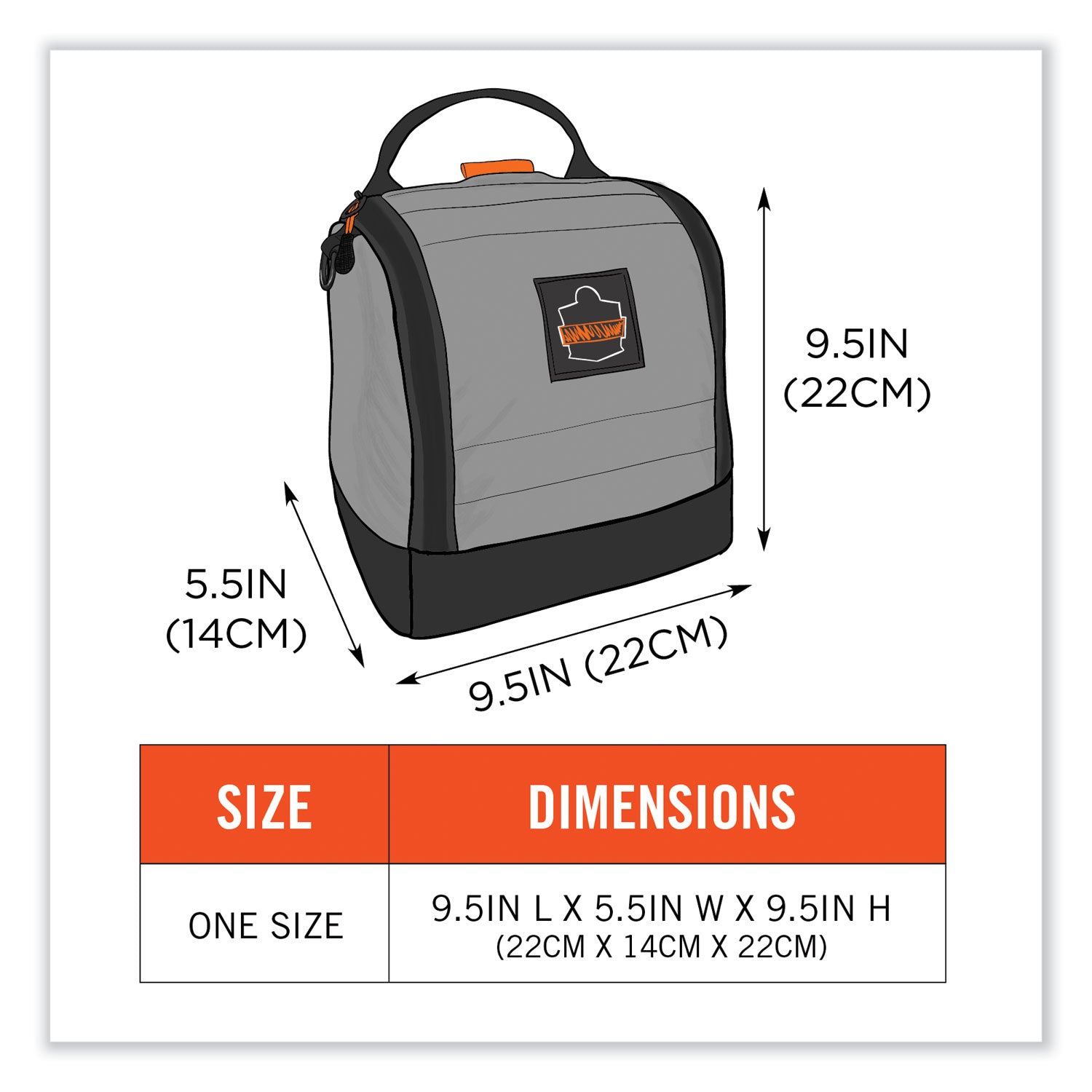 ergodyne® Arsenal 5185 Full Respirator Bag with Zipper Magnetic Closure, 5.5 x 9.5 x 9.5, Gray