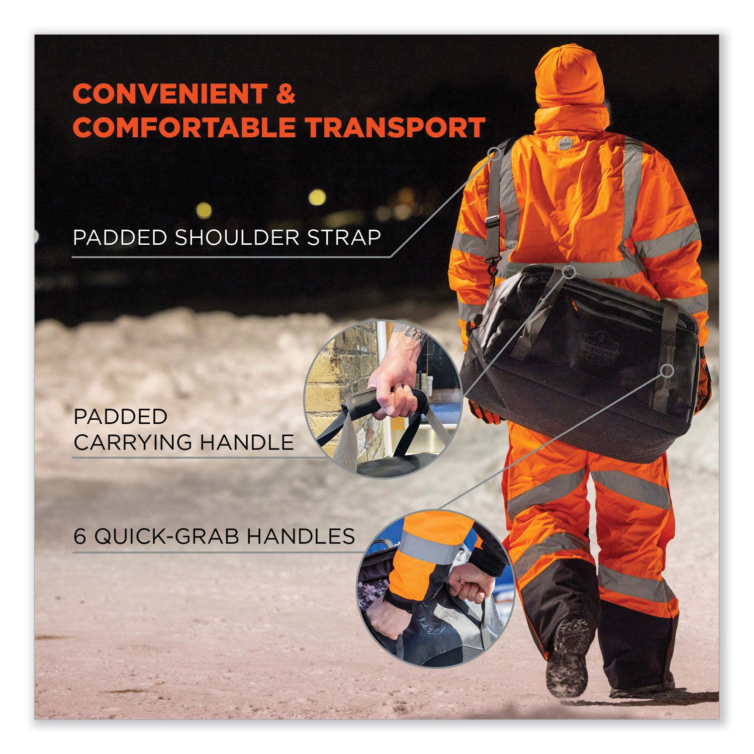 ergodyne® Arsenal 5031 Water-Resistant Duffel Bag, Small, 12.2 x 23.2 x 12.6, Black