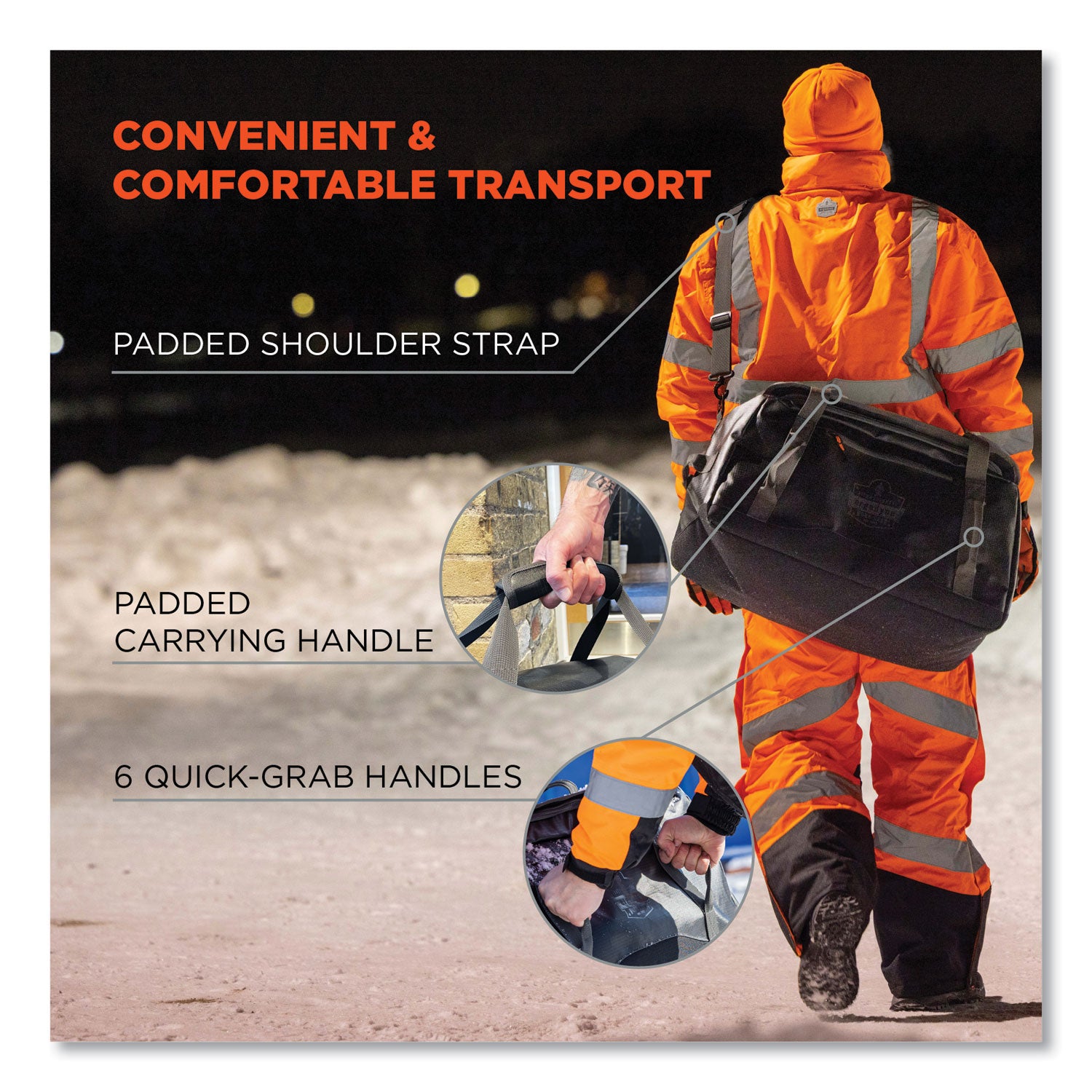 ergodyne® Arsenal 5031 Water-Resistant Duffel Bag, Medium, 14.2 x 26 x 14.8, Black