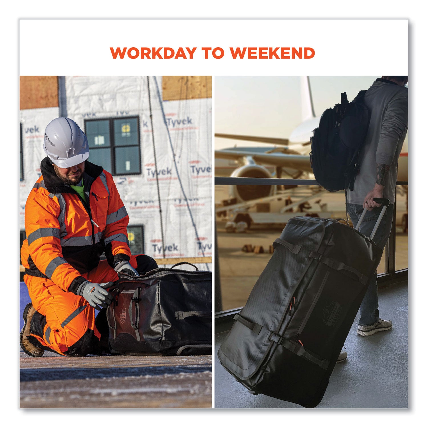 ergodyne® Arsenal 5032 Water-Resistant Wheeled Duffel Bag, 15 x 31.5 x 15, Black