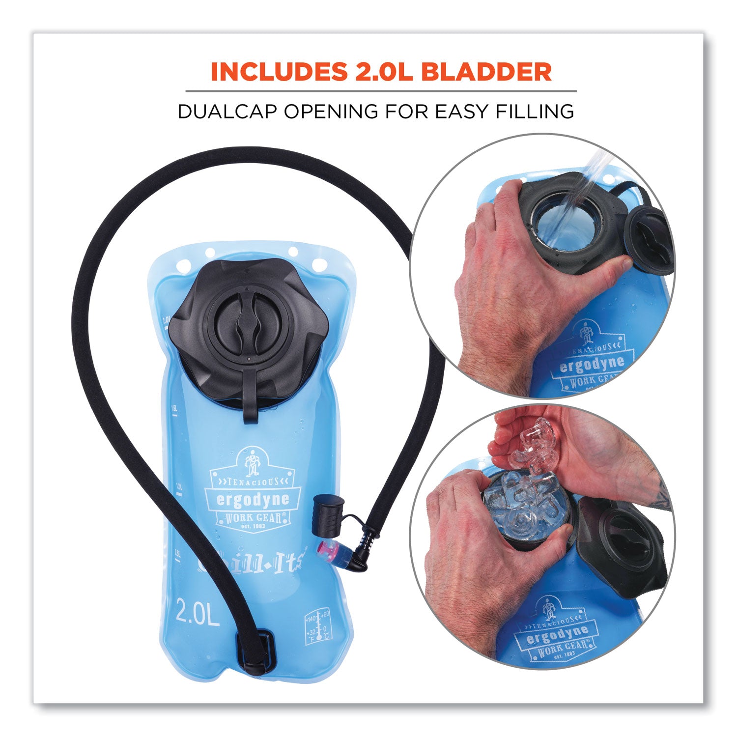 ergodyne® Chill-Its 5155 Low Profile Hydration Pack, 2 L, Hi-Vis Orange