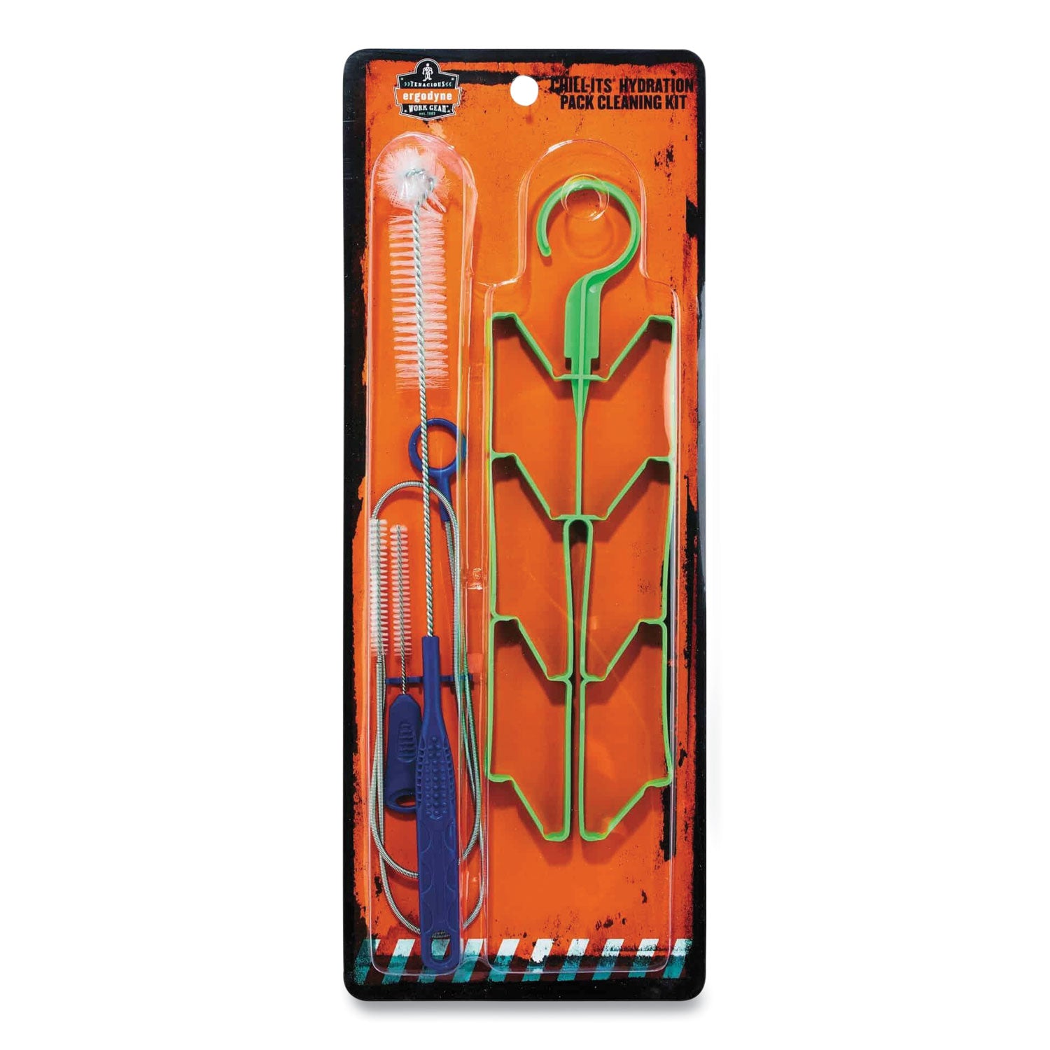 ergodyne® Chill-Its 5159 Hydration Pack Cleaning Kit, Bladder, Tube/Bite-Valve Cleaning Brushes, Drying Rack