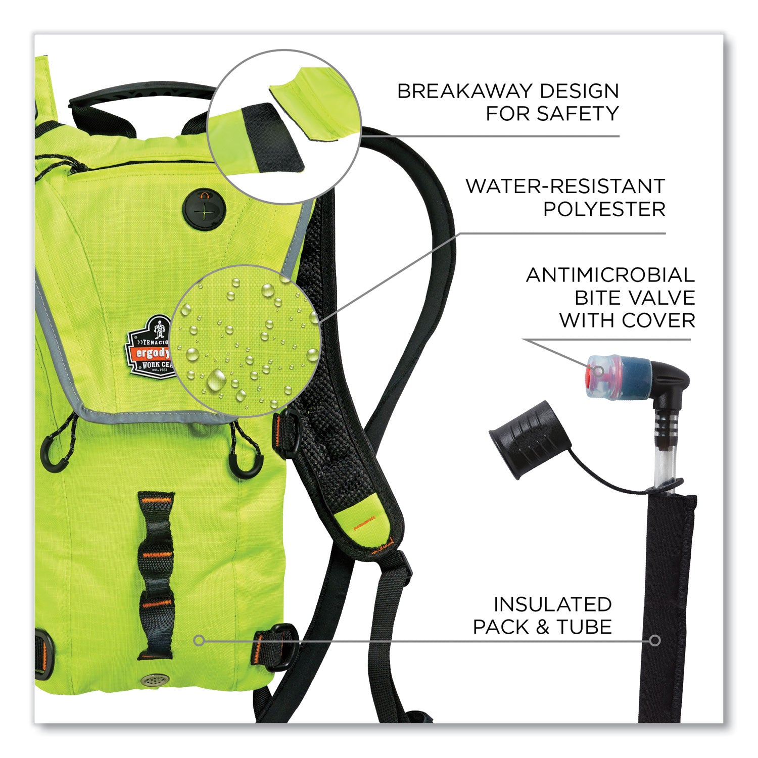 ergodyne® Chill-Its 5156 Low Profile Hydration Pack, 3 L, Hi-Vis Lime