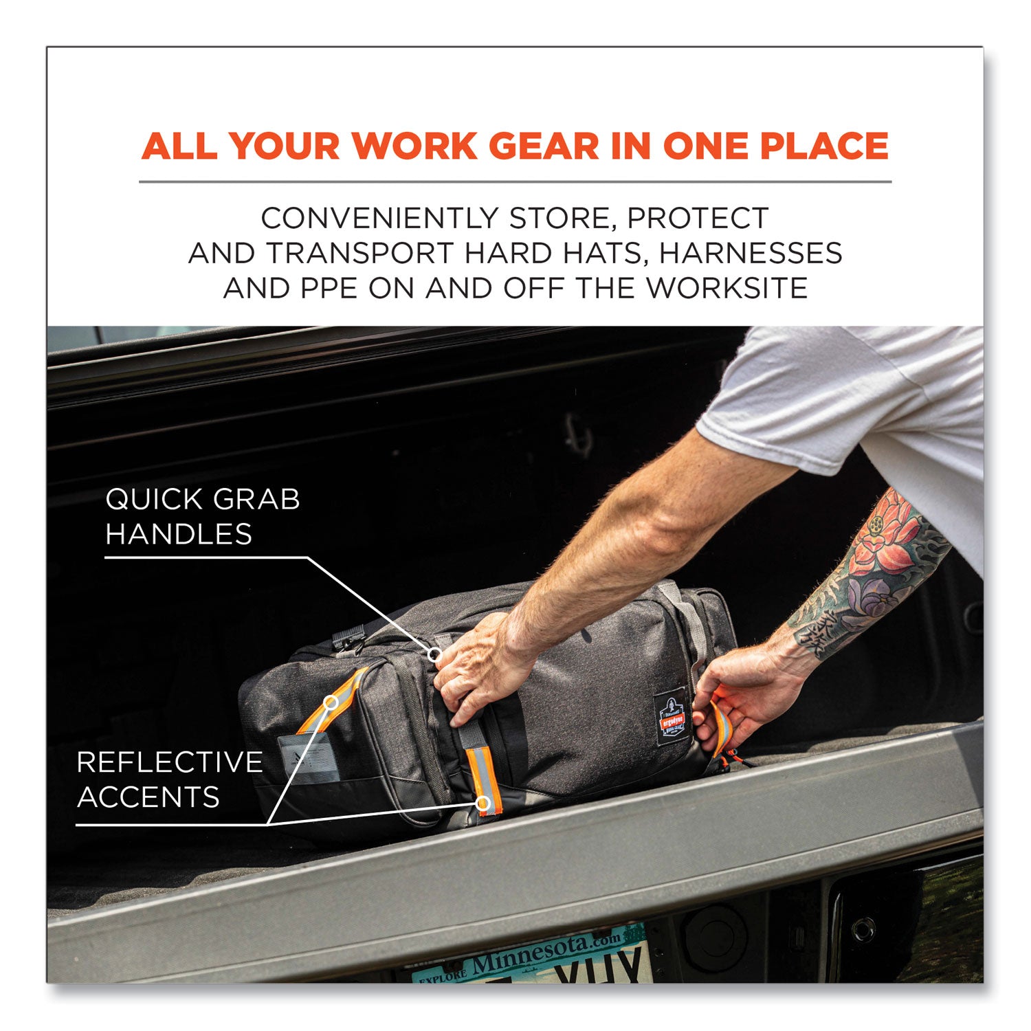 ergodyne® Arsenal 5189 PPE Duffel Bag, 12 x 22 x 9, Black