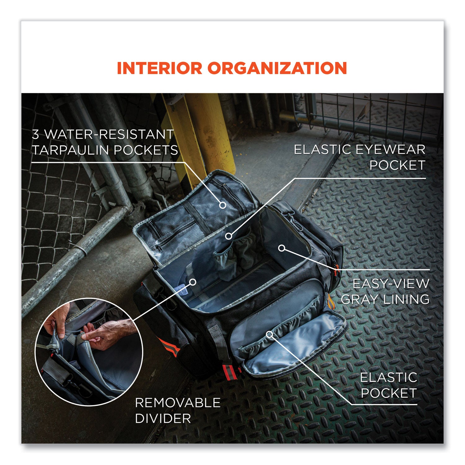 ergodyne® Arsenal 5189 PPE Duffel Bag, 12 x 22 x 9, Black