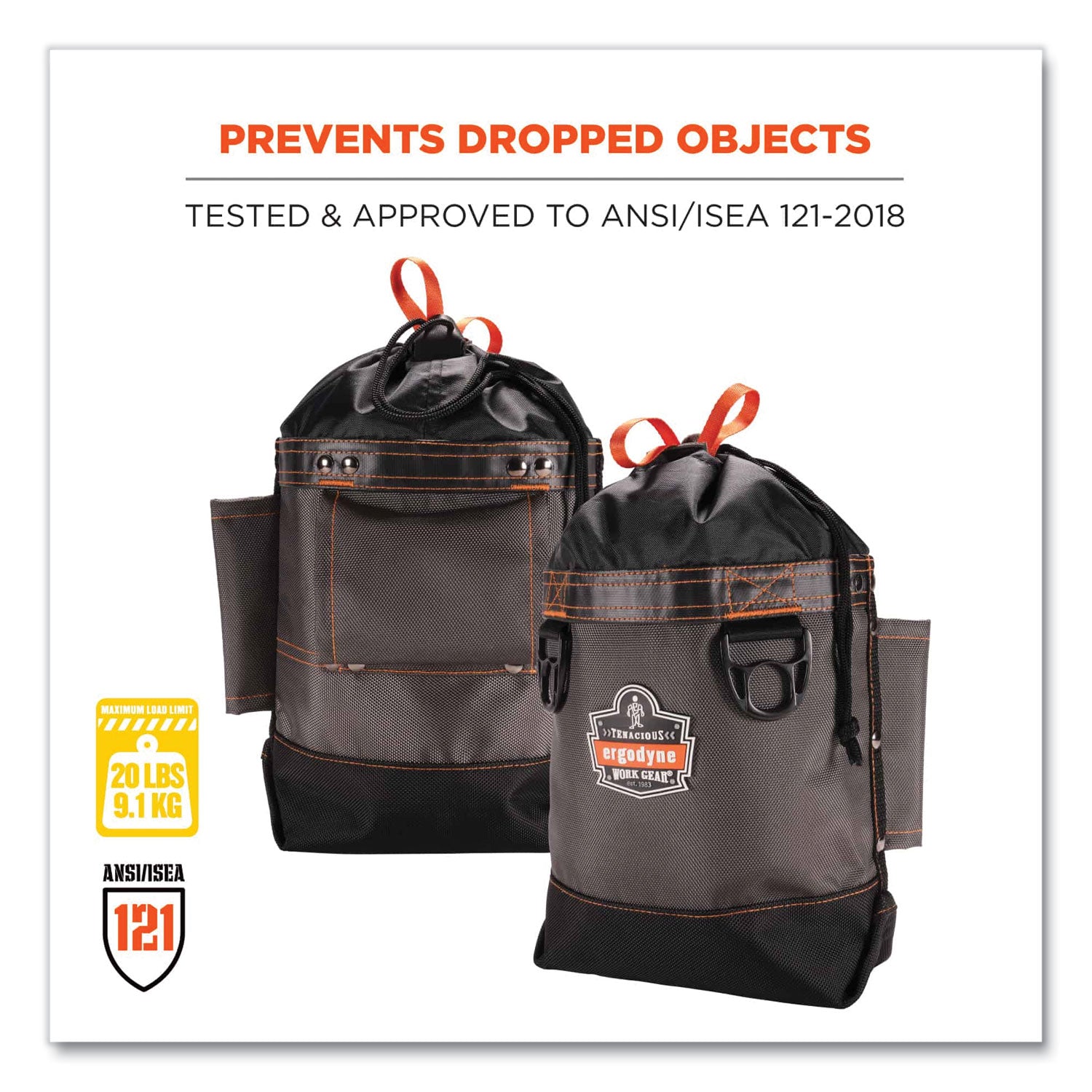 ergodyne® Arsenal 5926 Topped Bolt Bag Tool Pouch, Short, 5 x 10 x 9, Ballistic Polyester, Black/Gray