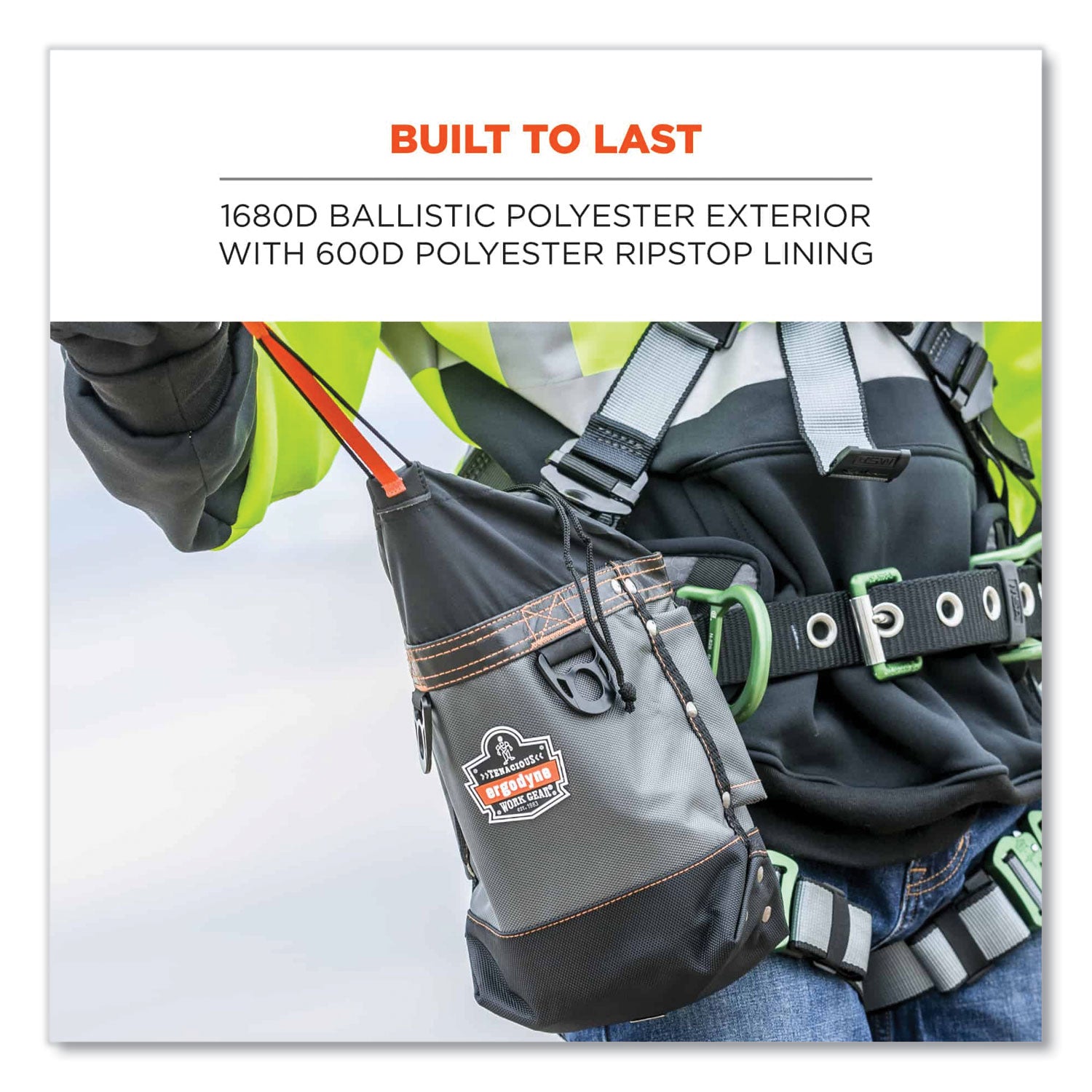 ergodyne® Arsenal 5926 Topped Bolt Bag Tool Pouch, Short, 5 x 10 x 9, Ballistic Polyester, Black/Gray