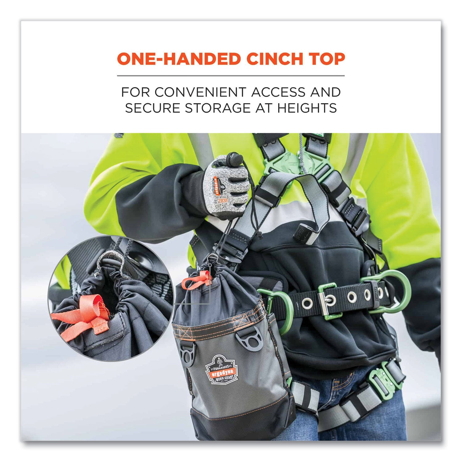 ergodyne® Arsenal 5926 Topped Bolt Bag Tool Pouch, Short, 5 x 10 x 9, Ballistic Polyester, Black/Gray