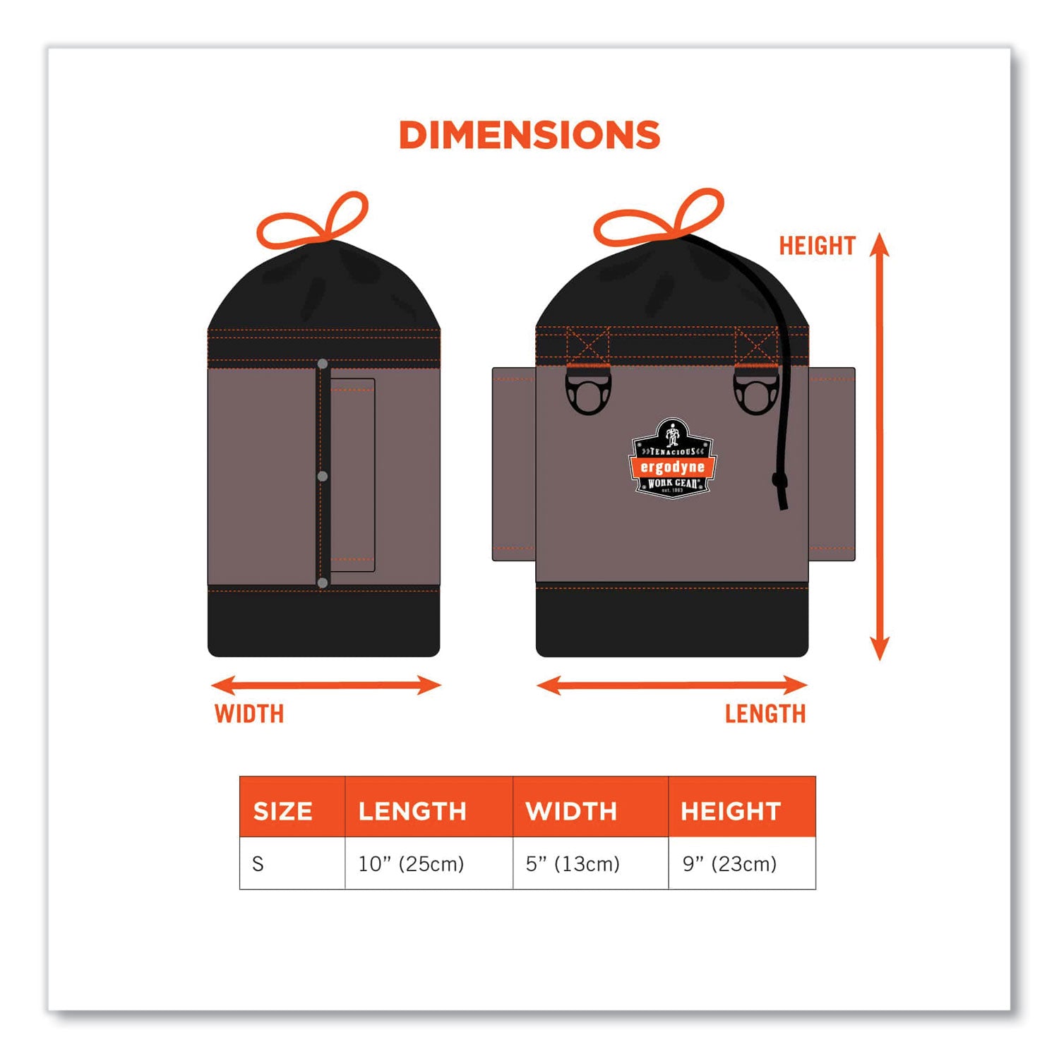 ergodyne® Arsenal 5926 Topped Bolt Bag Tool Pouch, Short, 5 x 10 x 9, Ballistic Polyester, Black/Gray