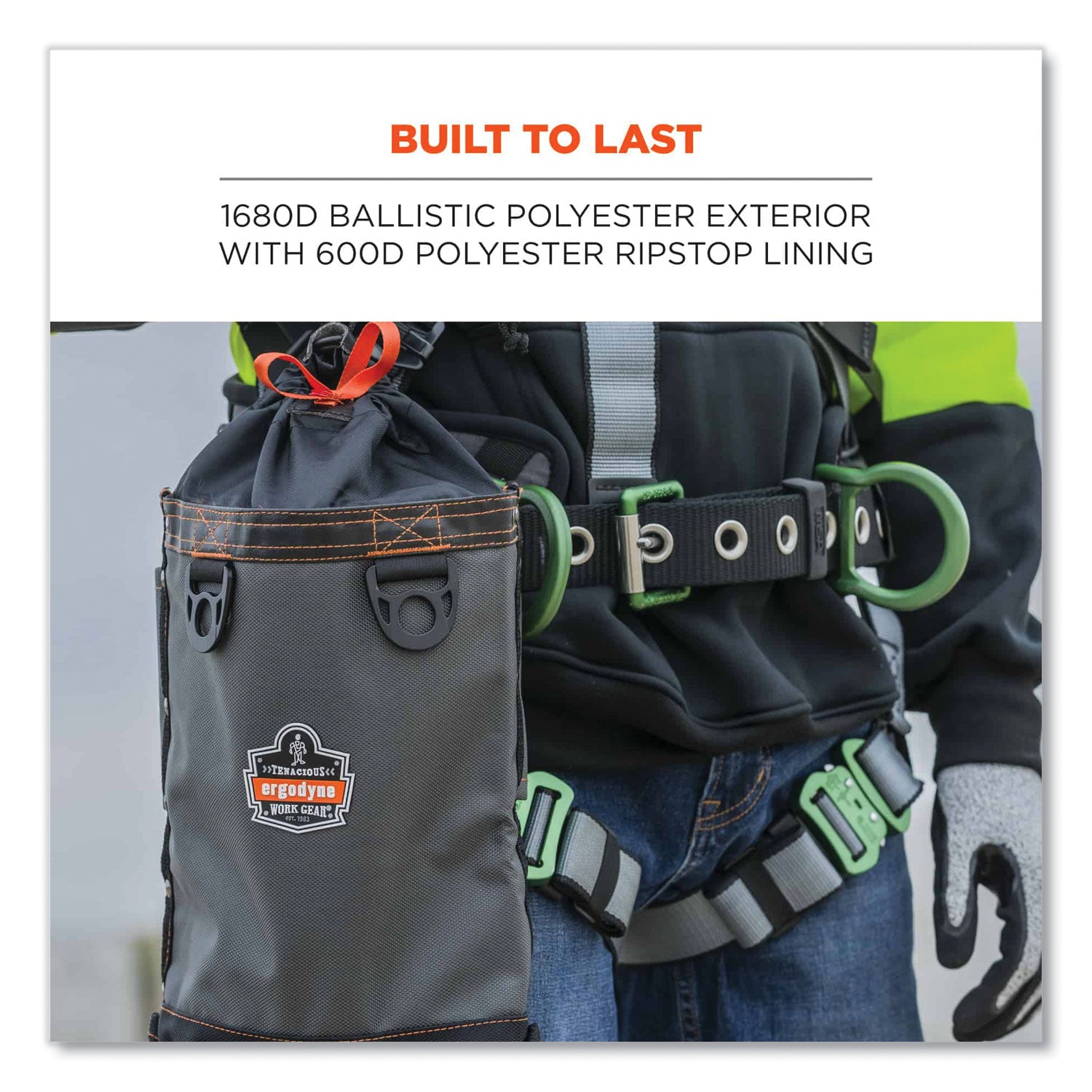 ergodyne® Arsenal 5928 Topped Bolt Bag Tool Pouch, Tall, 5 x 10 x 13, Ballistic Polyester, Black/Gray