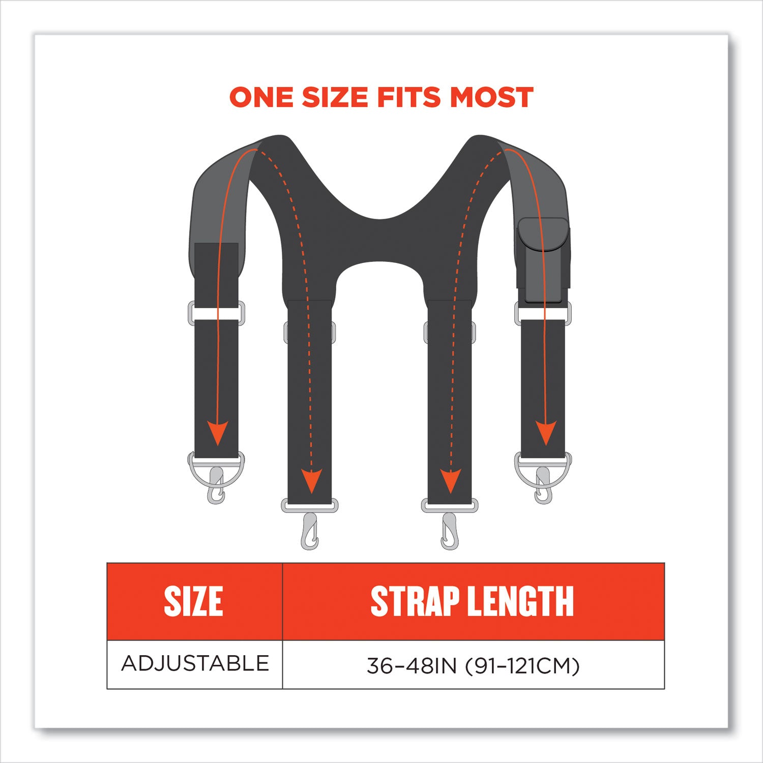 ergodyne® Arsenal 5560 Padded Tool Belt Suspenders, 36" to 48" Waist, 3" Wide, Polyester, Gray