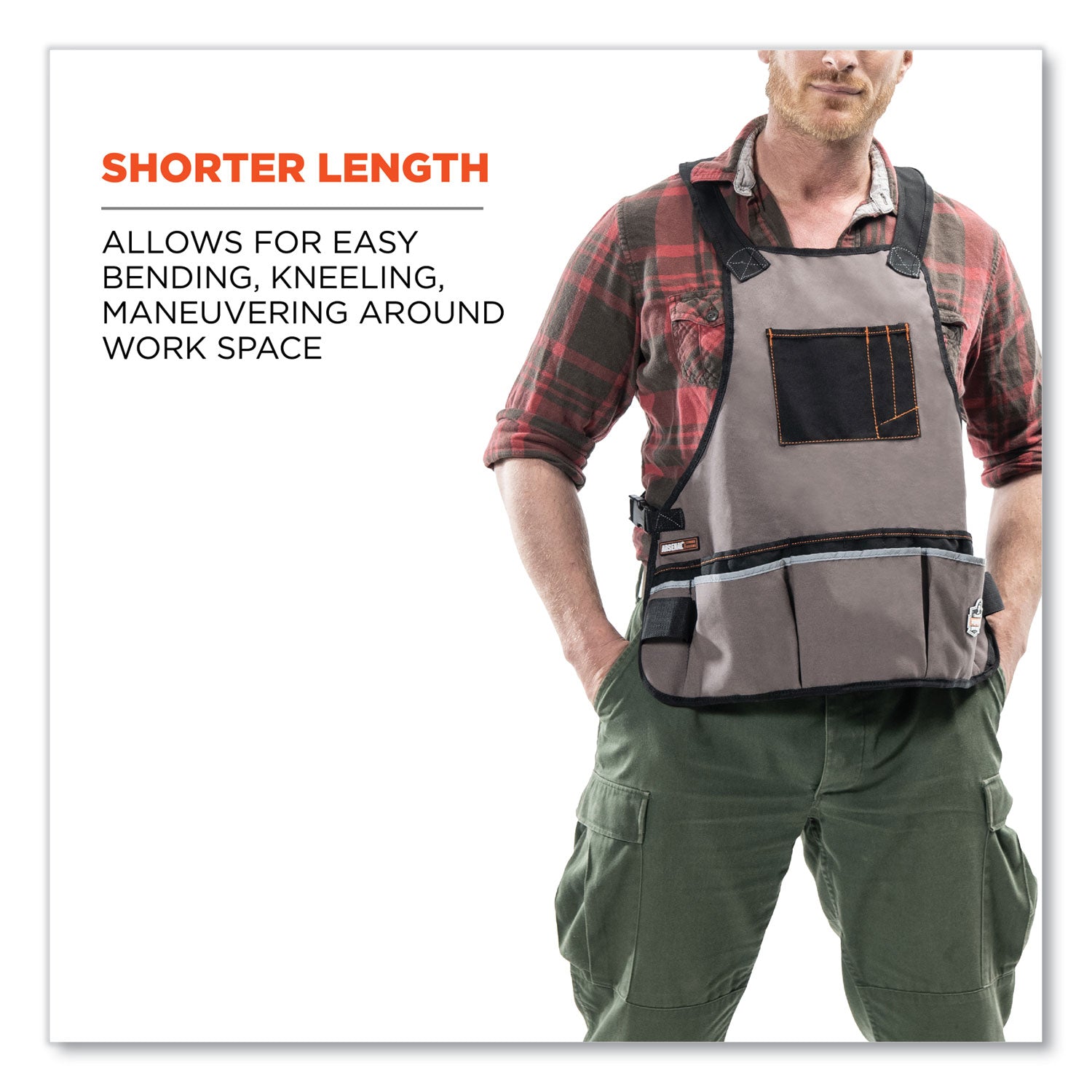 ergodyne® Arsenal 5700 16-Pocket Apron, 16 Compartments, 20.8 x 23.6, Canvas, Gray