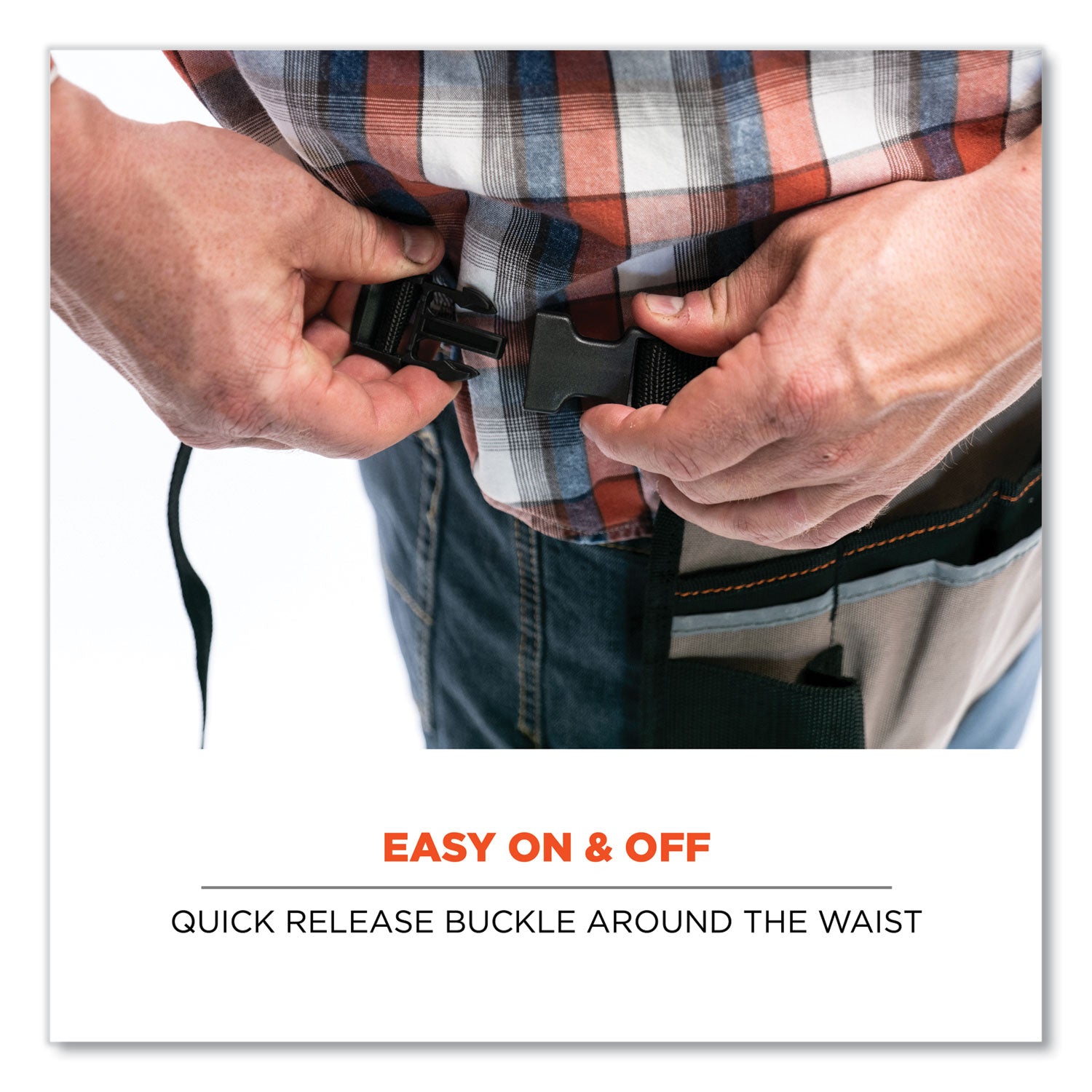 ergodyne® Arsenal 5706 13-Pocket Waist Apron, 13 Compartments, 23 x 9, Canvas, Gray