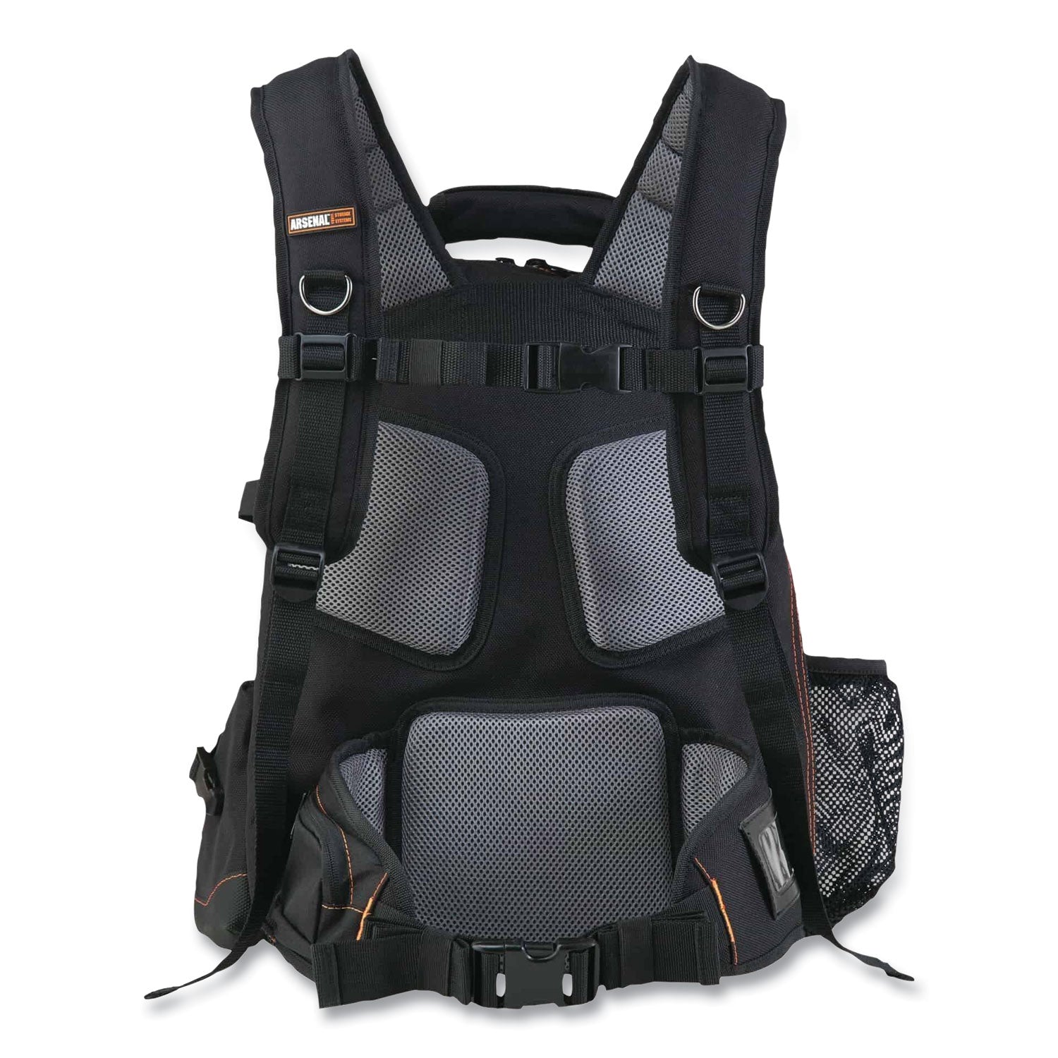 ergodyne® Arsenal 5843 Tool Backpack Dual Compartment, 26 Compartments, 8.5 x 13.5 x 18, Ballistic Polyester, Black/Gray