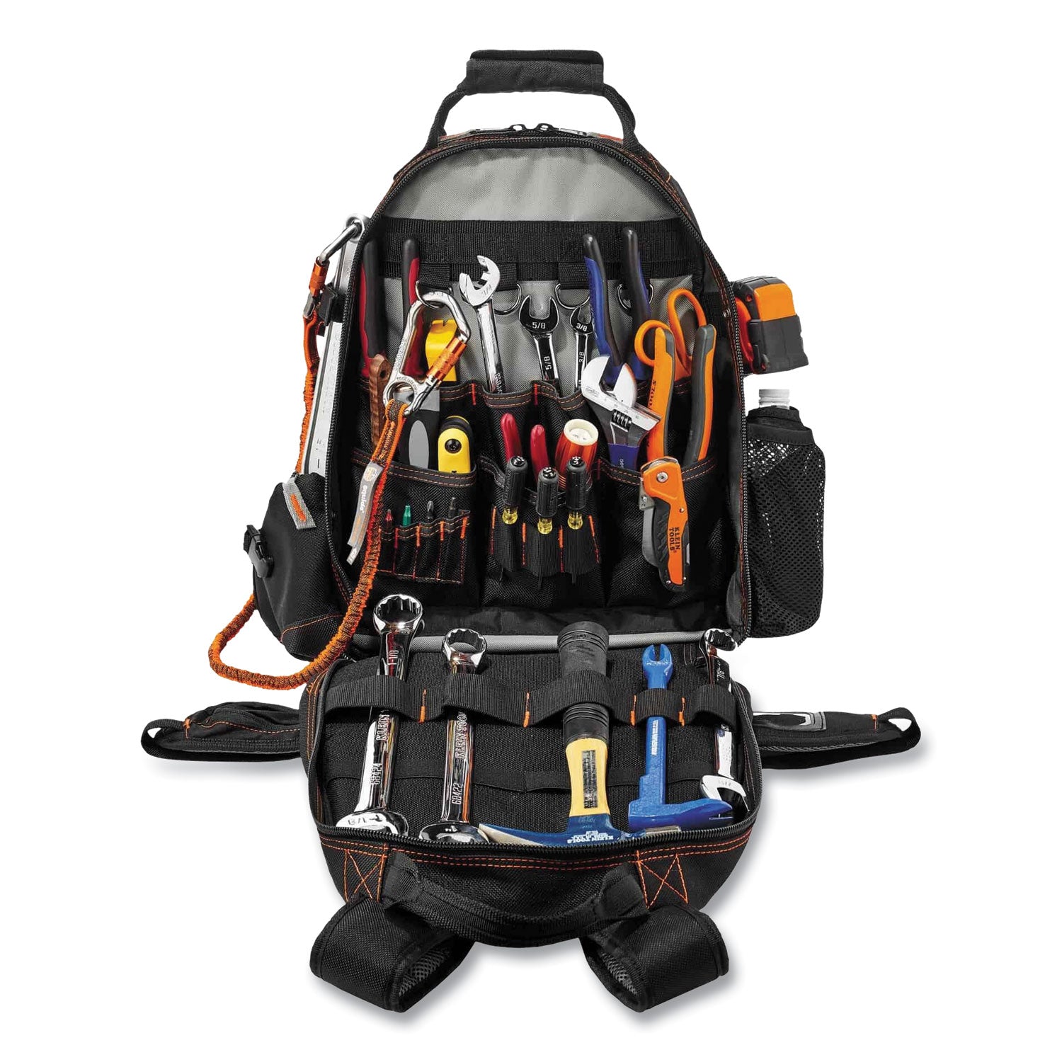 ergodyne® Arsenal 5843 Tool Backpack Dual Compartment, 26 Compartments, 8.5 x 13.5 x 18, Ballistic Polyester, Black/Gray
