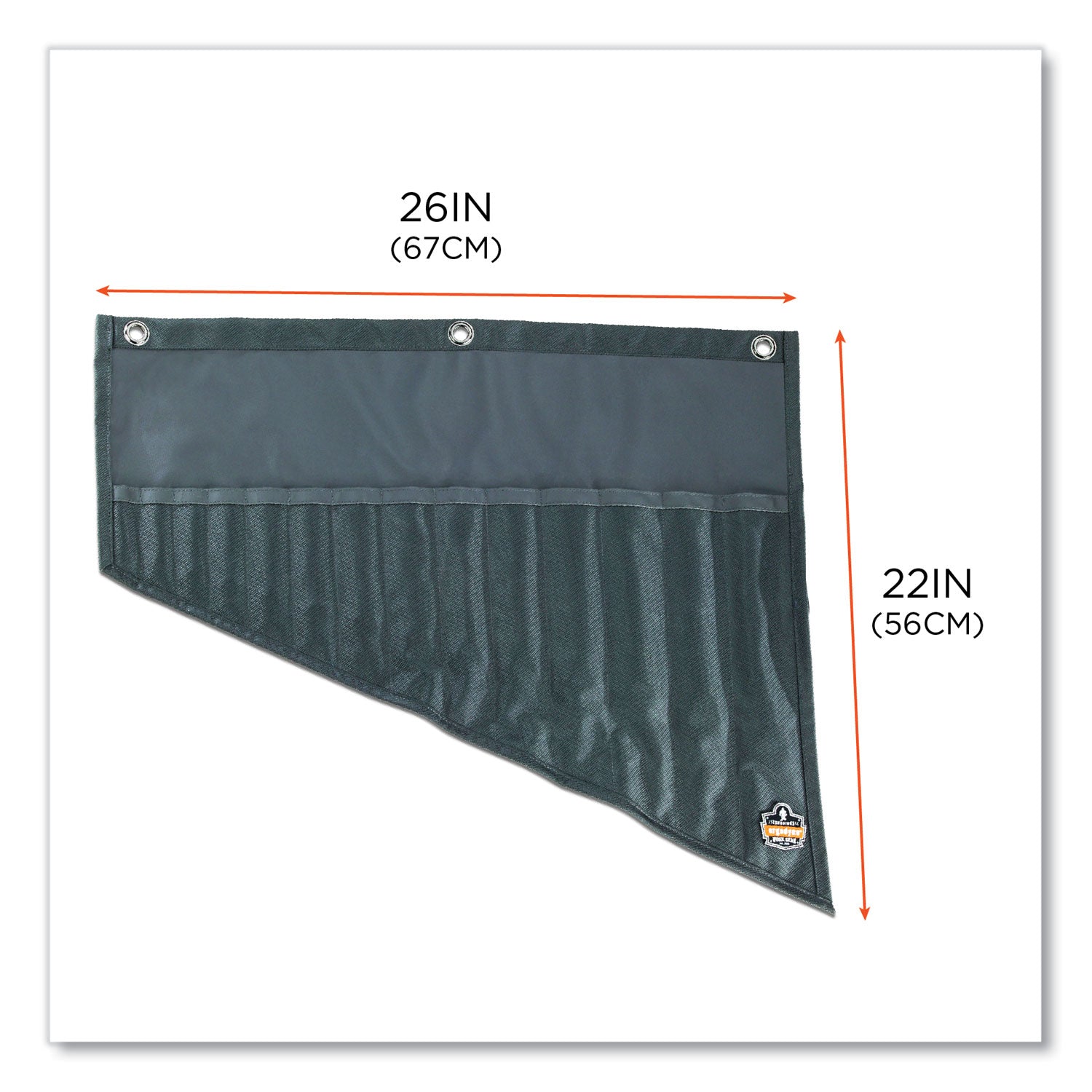 ergodyne® Arsenal 5872 Wrench Roll-Up, 14 Compartments, 26 x 22, Polyester, Gray