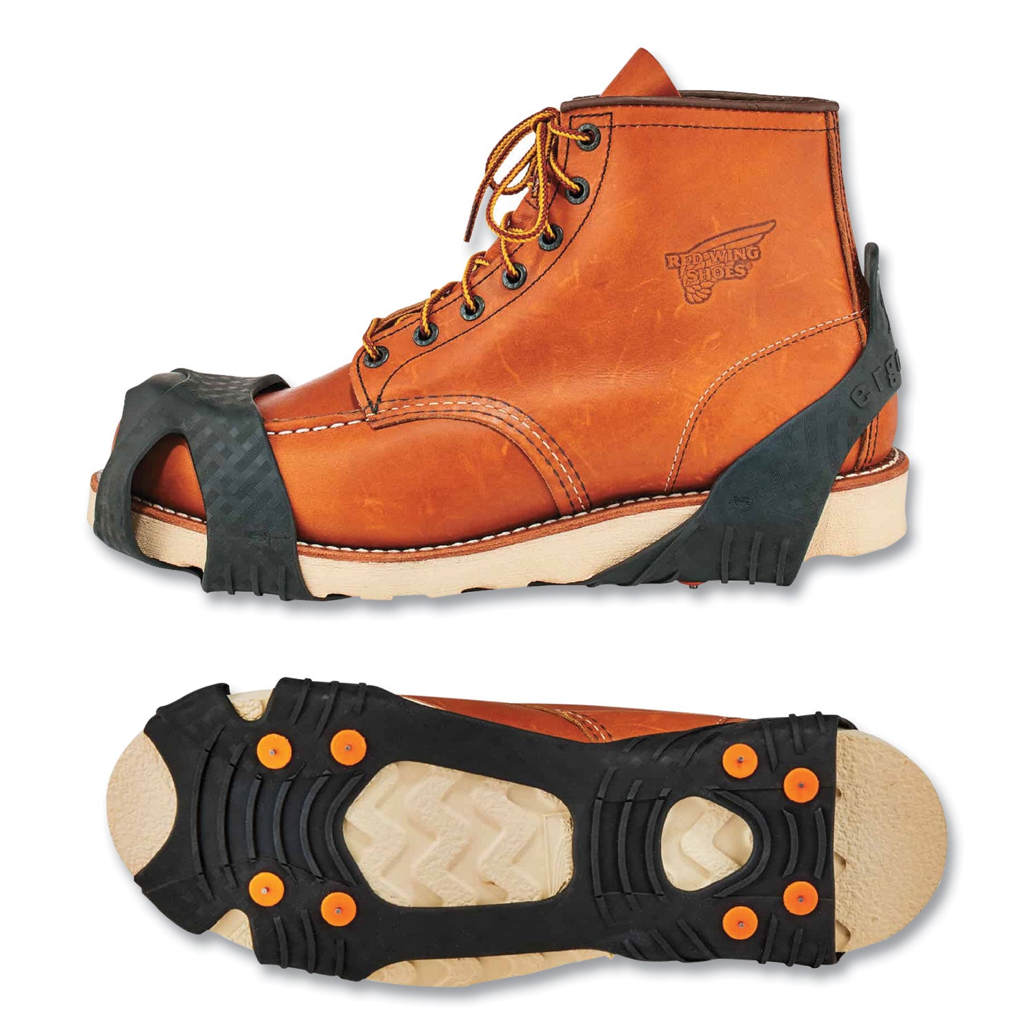 ergodyne® Trex 6300TC One-Piece Slip-on Tungsten Carbide Ice Cleats, Medium, Black, Pair