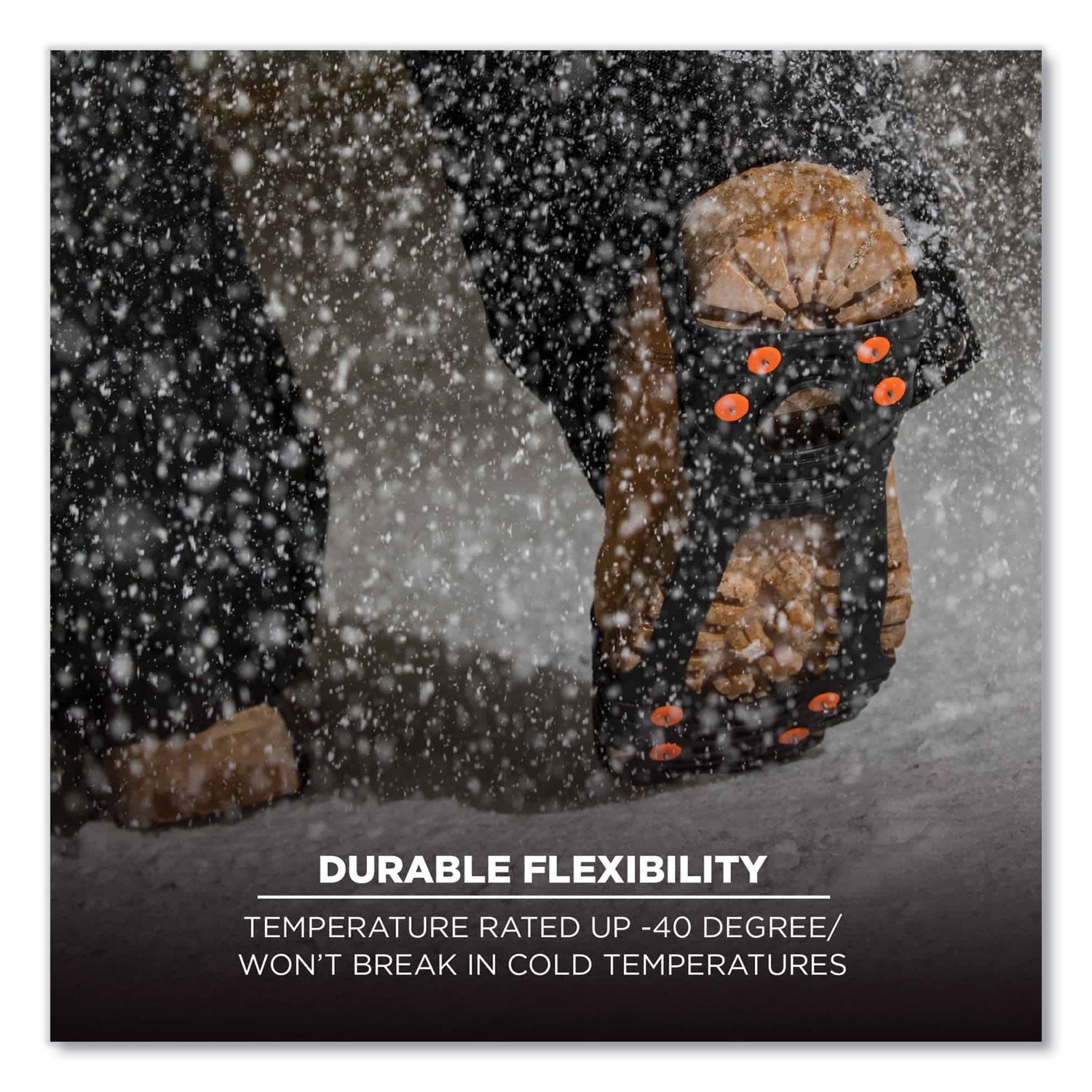 ergodyne® Trex 6300TC One-Piece Slip-on Tungsten Carbide Ice Cleats, Medium, Black, Pair