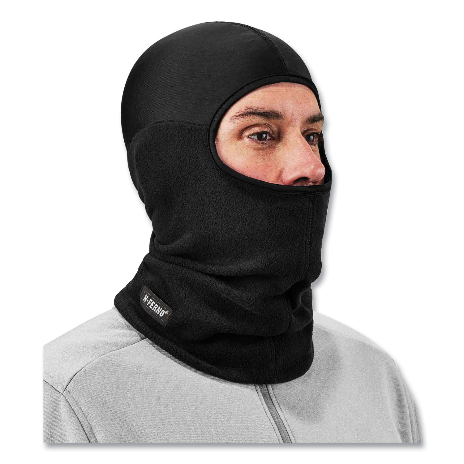ergodyne® N-Ferno 6822 Balaclava Spandex Top Face Mask, Spandex/Fleece, One Size Fits Most, Black