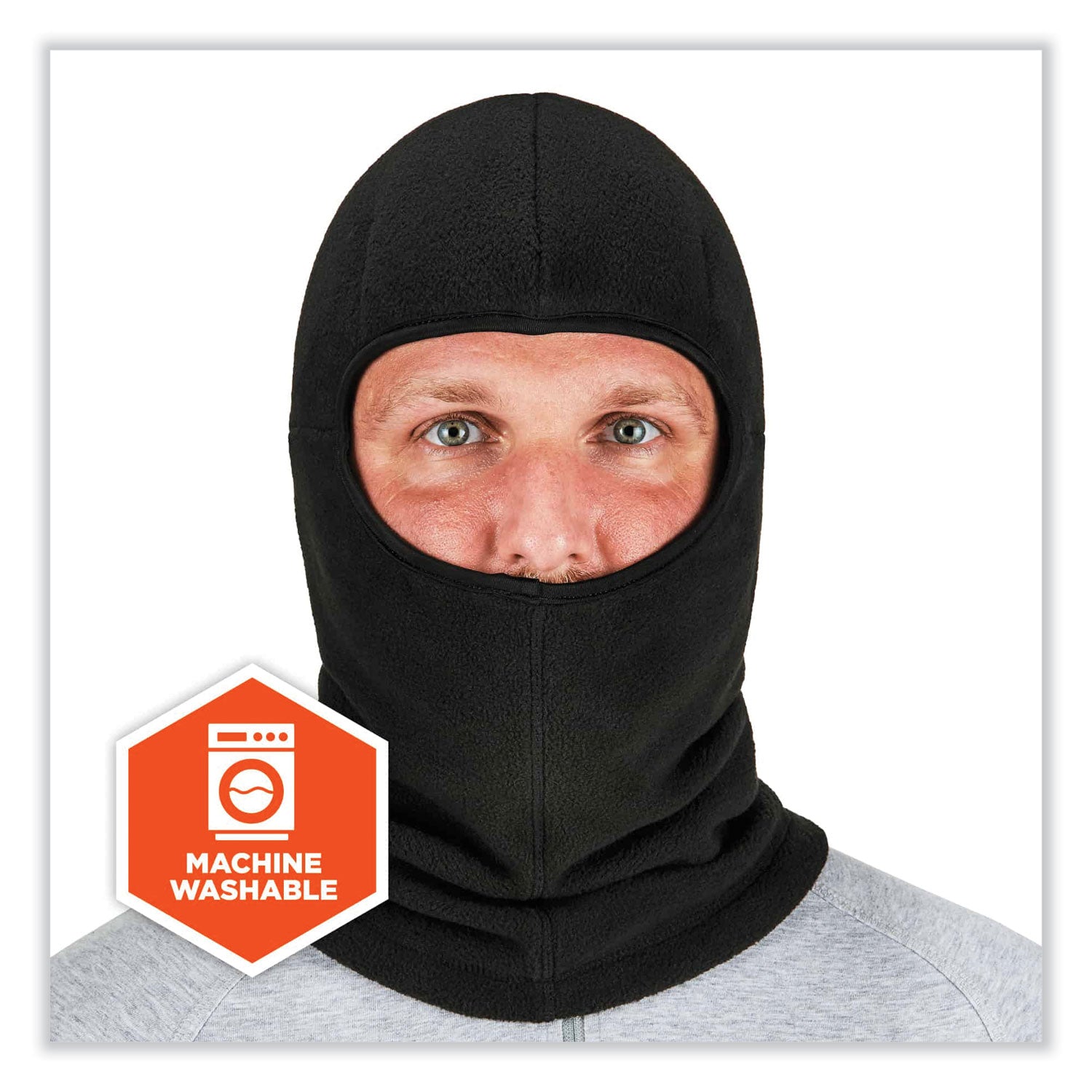 ergodyne® N-Ferno 6893Z Balaclava with Zipper for Bump Cap Insert, Polyester Fleece, One Size Fit Most, Black