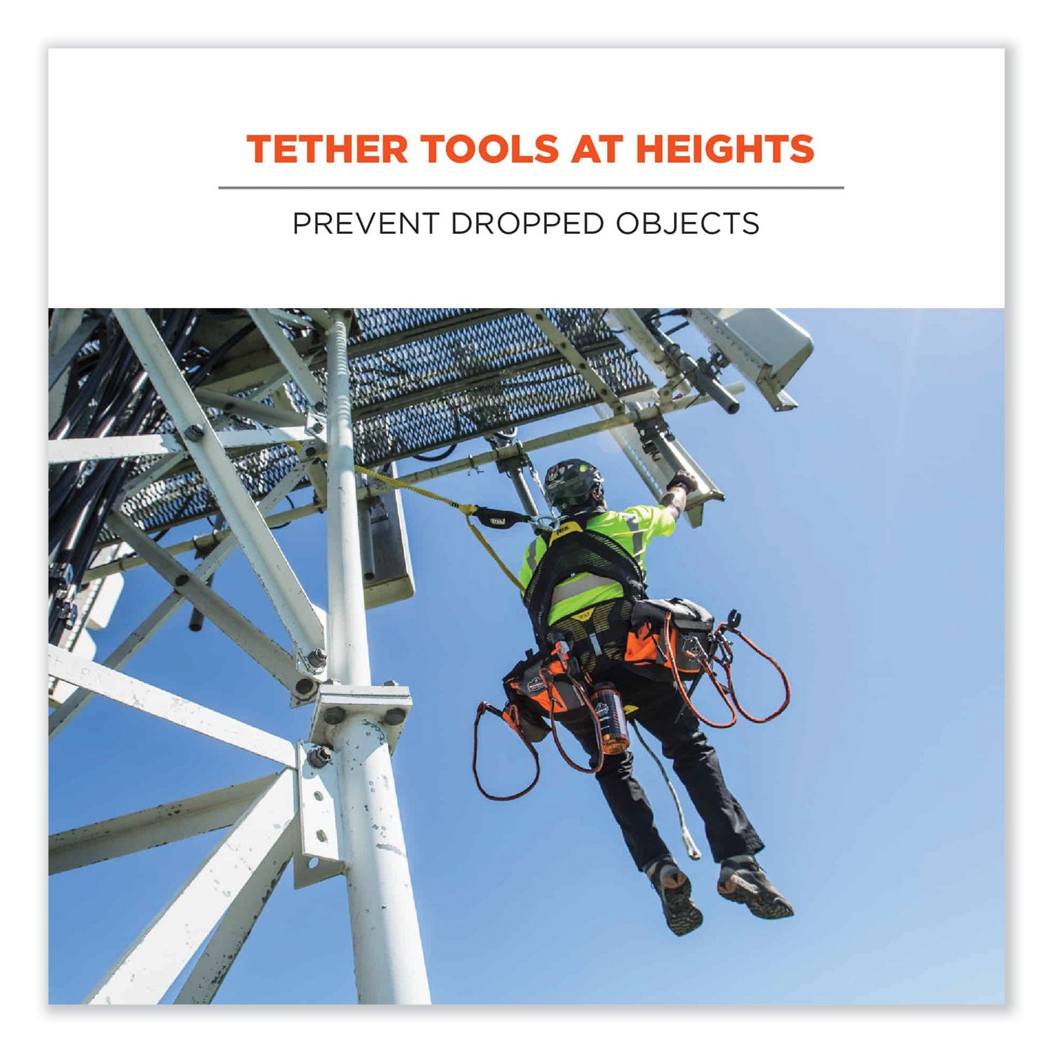 ergodyne® Squids 3110F(x) Tool Lanyard with Aluminum Carabiners, 10 lb Max Working Capacity, 38" to 48" Long, Orange/Gray