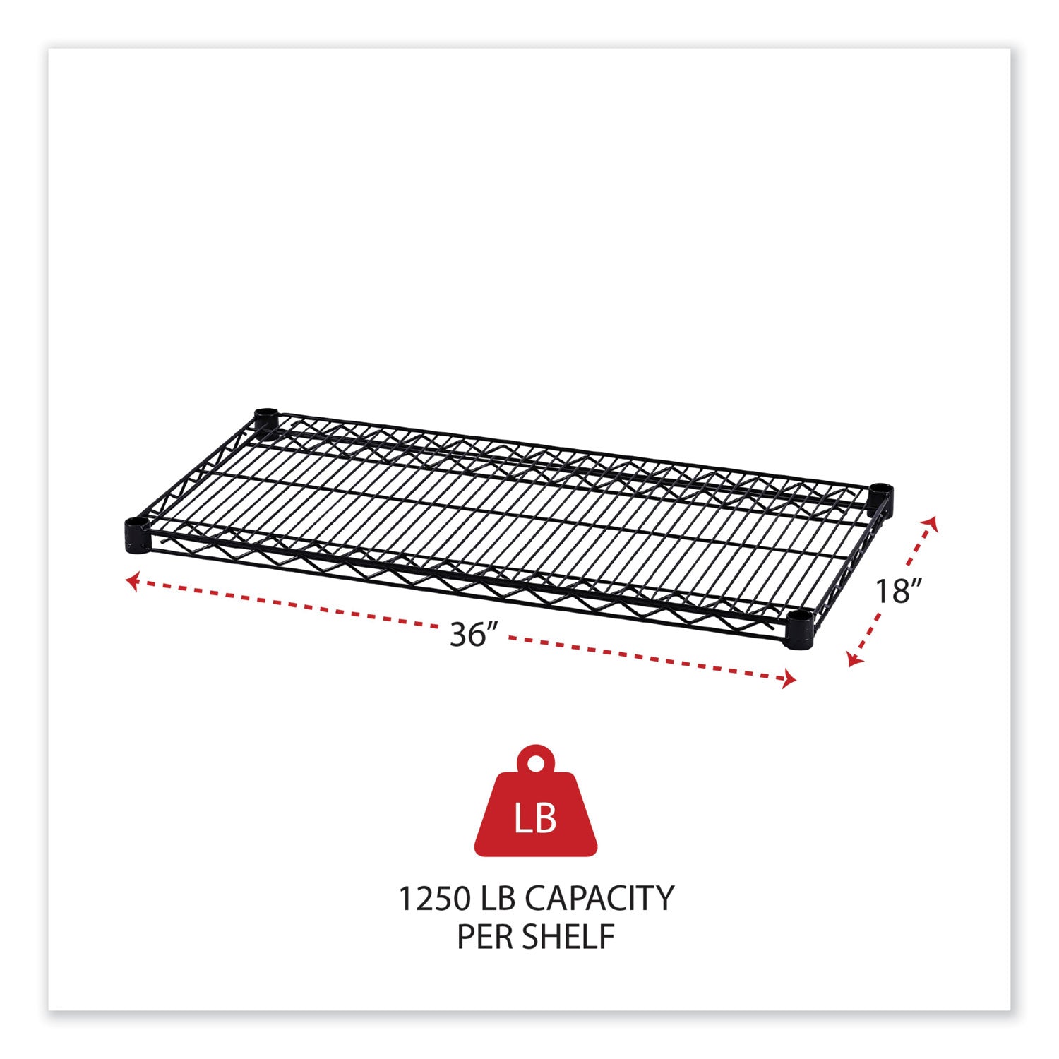 Alera® Industrial Wire Shelving Extra Wire Shelves, 36w X 18d, Black, 2 Shelves/carton